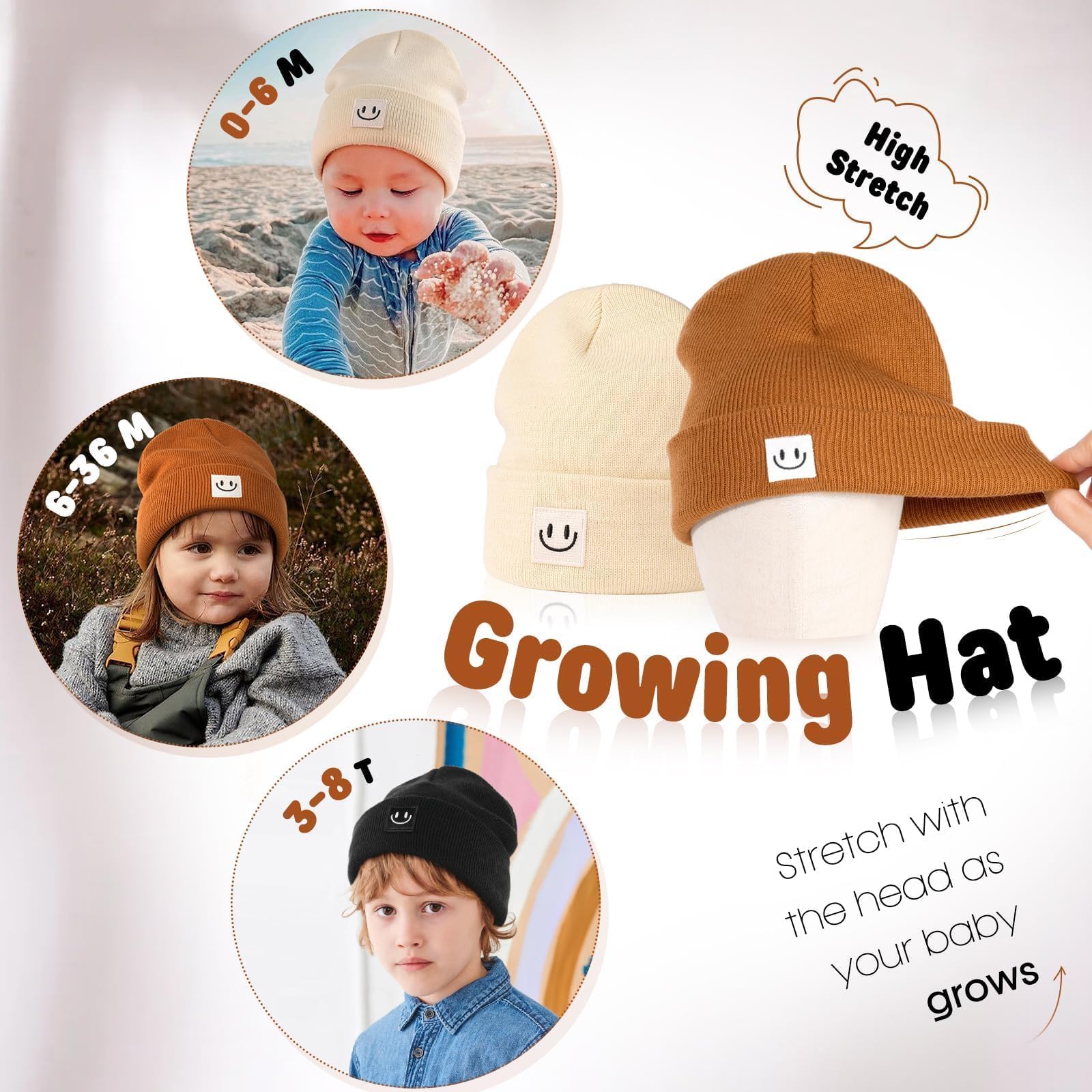 FURTALK Baby Beanie 2 Pack Toddler Winter Hat Embroidered Knit Cap Ages 0-8