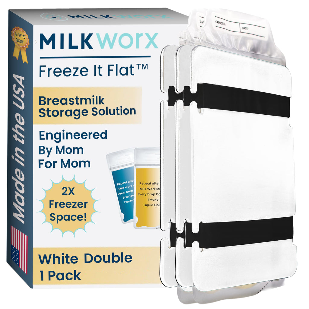 MilkWorx Freeze It Flat Breastmilk Bag Organizer, Set of 2 (Black Double)