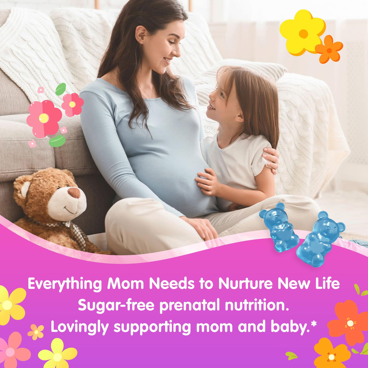 Prenatal Vitamins for Women Gummies + Methylfolate, DHA & Iron, Vegan,120Ct