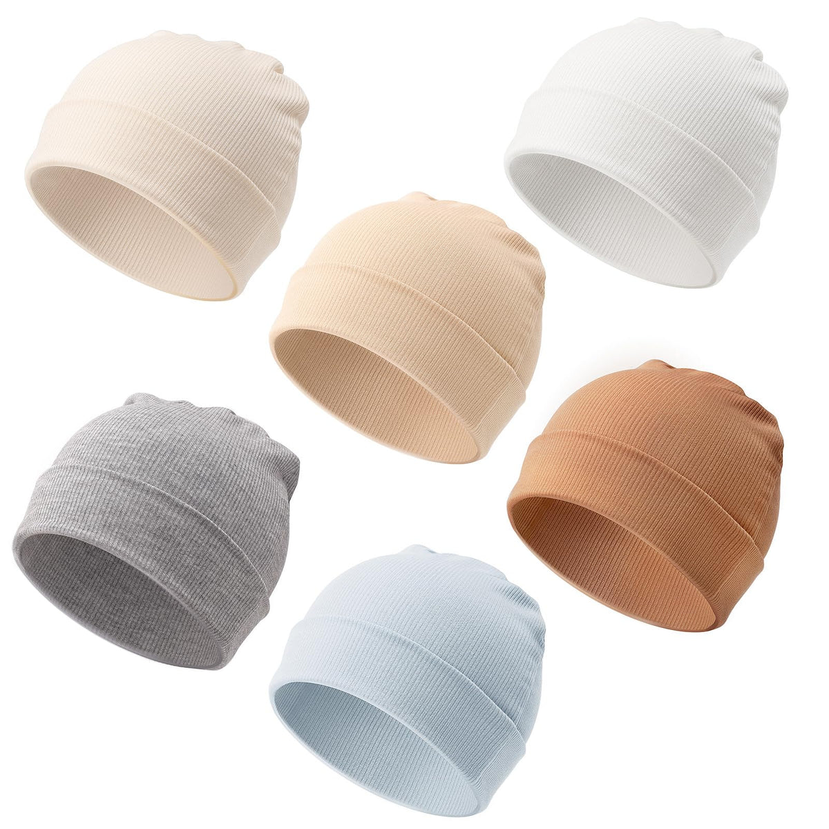 DRESHOW BQUBO 6 Pack Baby Newborn Hats Set for Unisex Infant Newborn Toddler Soft Beanie Hat for Boys Girls 0-6 Months