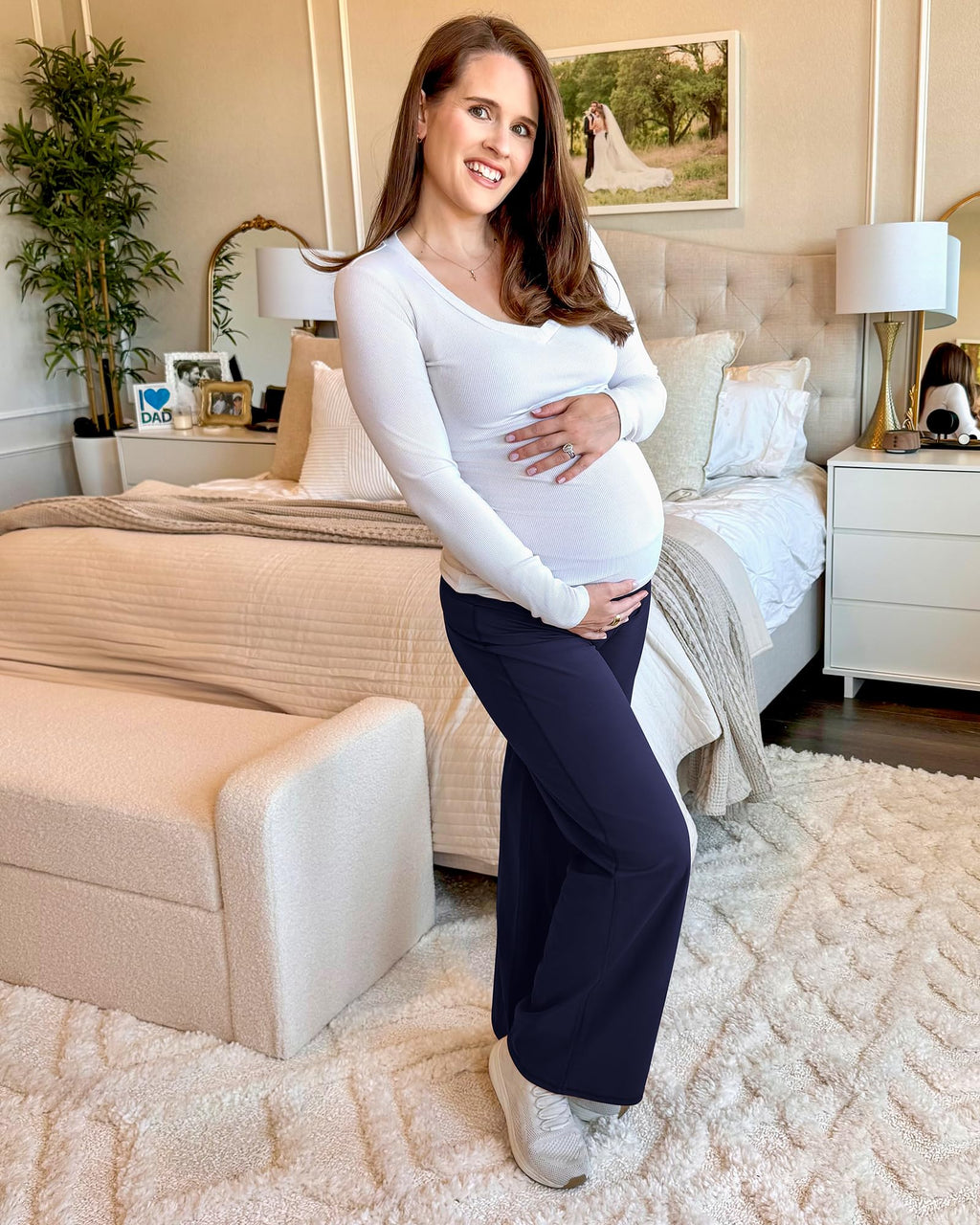 G4Free Maternity Clothes Work Pregnancy Pants for Yoga,Royal Blue,XS,Tall