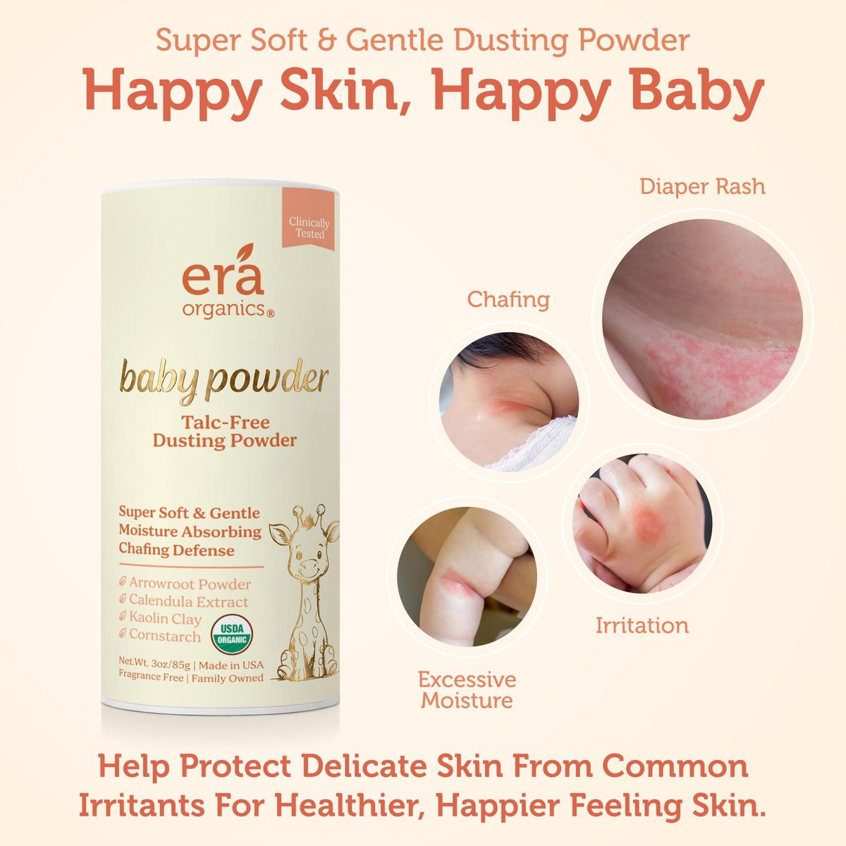 Talc-Free Organic Baby Powder - Non-Toxic Dusting Powder for Baby & Body