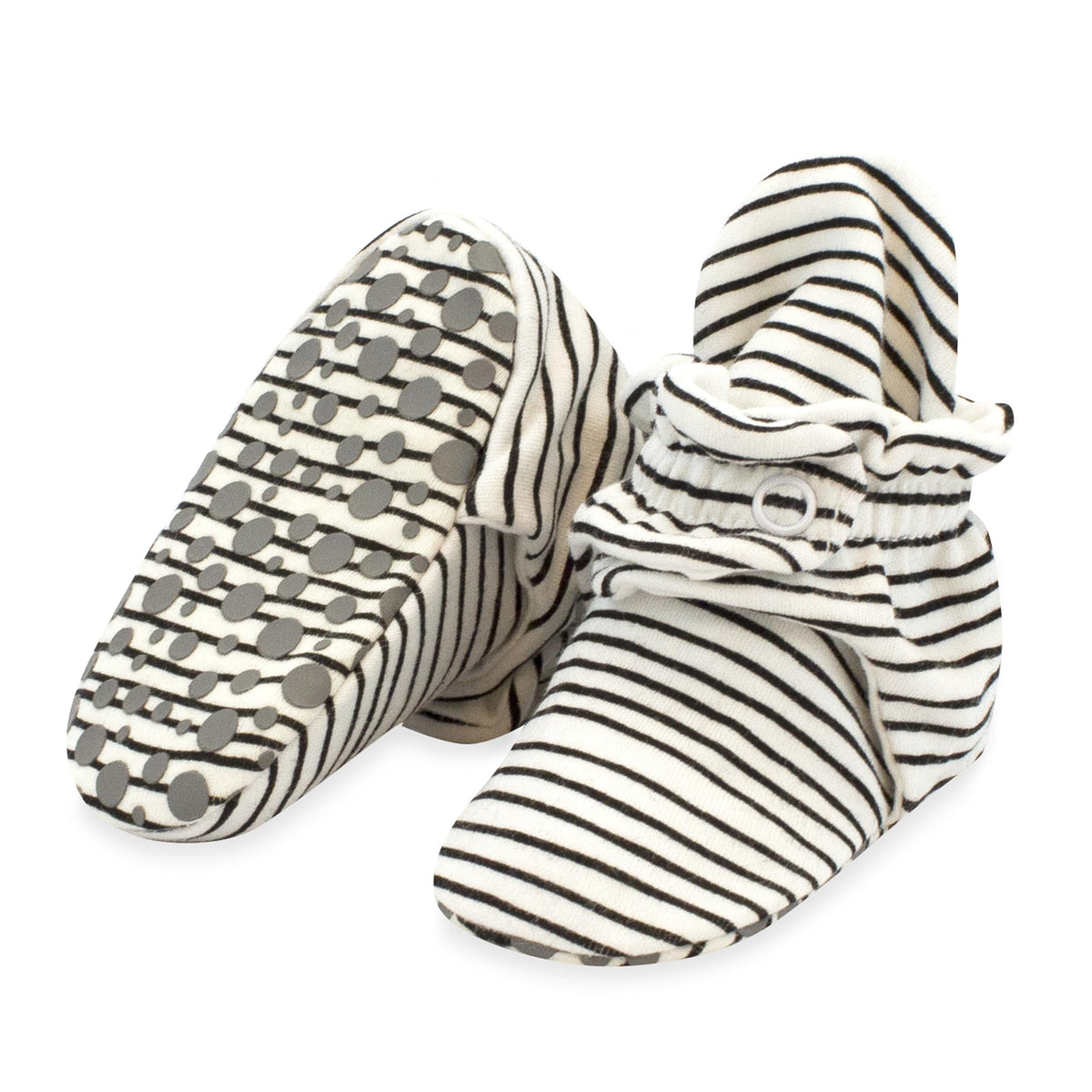 Zutano Organic Cotton Baby Booties With Gripper Soles, Soft Sole Stay-on Baby Shoes, Mushrooms, 18M