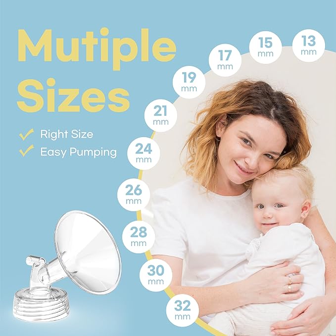 Flange Inserts for Spectra, Spectra Replacement Pump Parts for S1/S2/9 Plus, Not Original Accessories, Breast Pump Parts Include 2-Pack 19MM Flanges and 4-Pack Duckbill Valves
