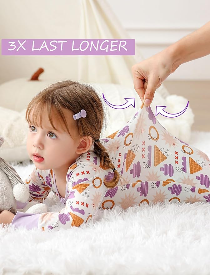 JunNeng Baby Girl Viscose from Bamboo Sleeper with Mitten Cuffs, 2 Way Zipper Romper, Sleep N' Play Pajamas 0-18 Months