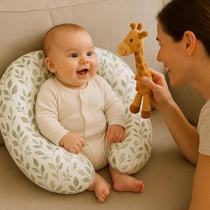 Baby Nursing Pillow Cover Infant Removable Breastfeeding Pillow Cover Cute Pattern Newborn Nursing Pillowcase Slipcovers Cushion Cover for Girls Boys 22.5 x 18 (Green Leaves)