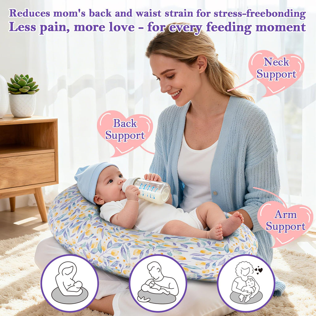 LLCJYYCY Nursing Pillow, Ergonomic Breastfeeding Pillow for Breastfeeding & Bottle Feeding, Standard Size Breathable with Washable Cover, Hypoallergenic, Tummy Time & Sitting Support (0-12Months)