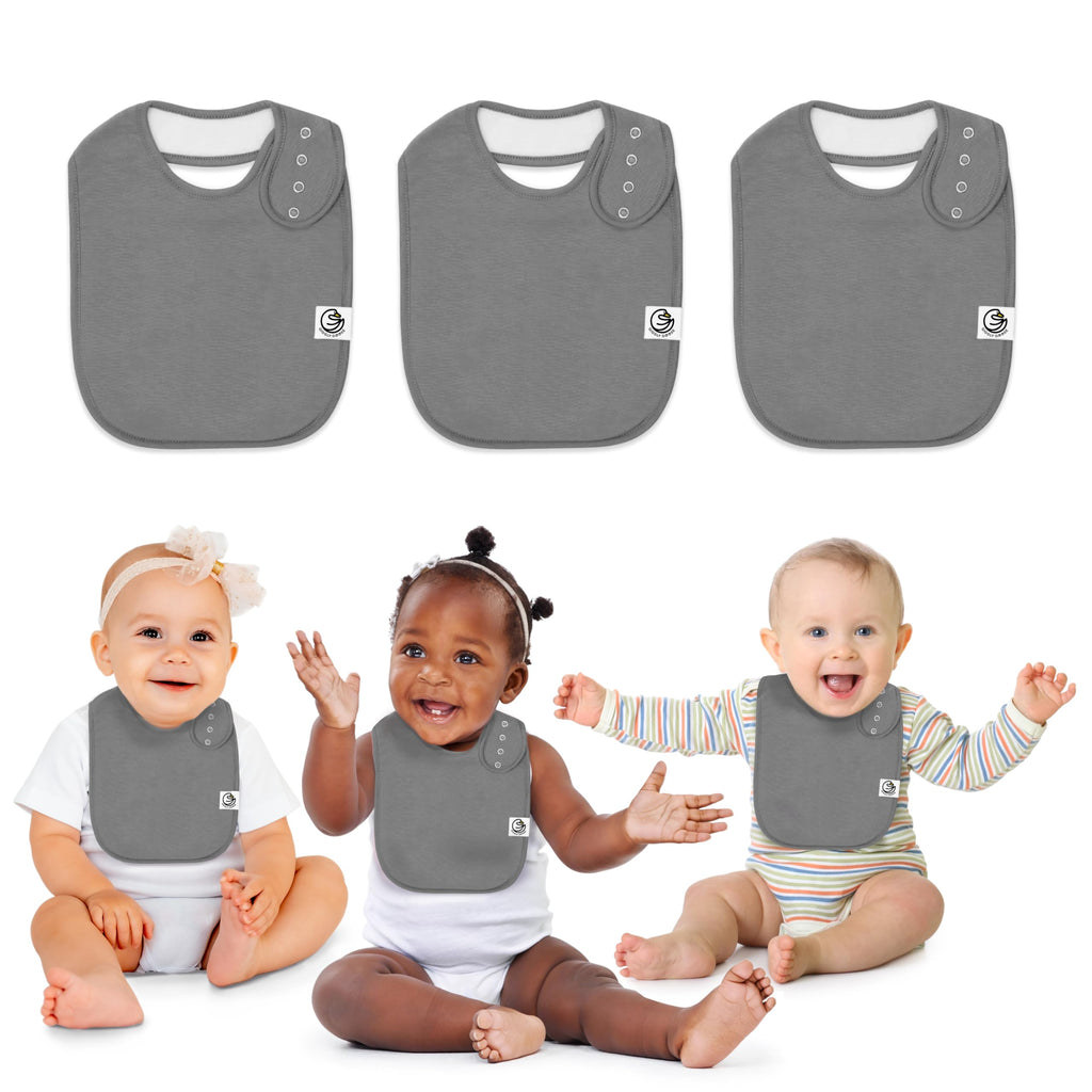 Giggly Goose 3 Pack Drooling Bibs for Babies | Premium & Soft Organic Cotton Teething Bibs with Snaps and Fleece Backing