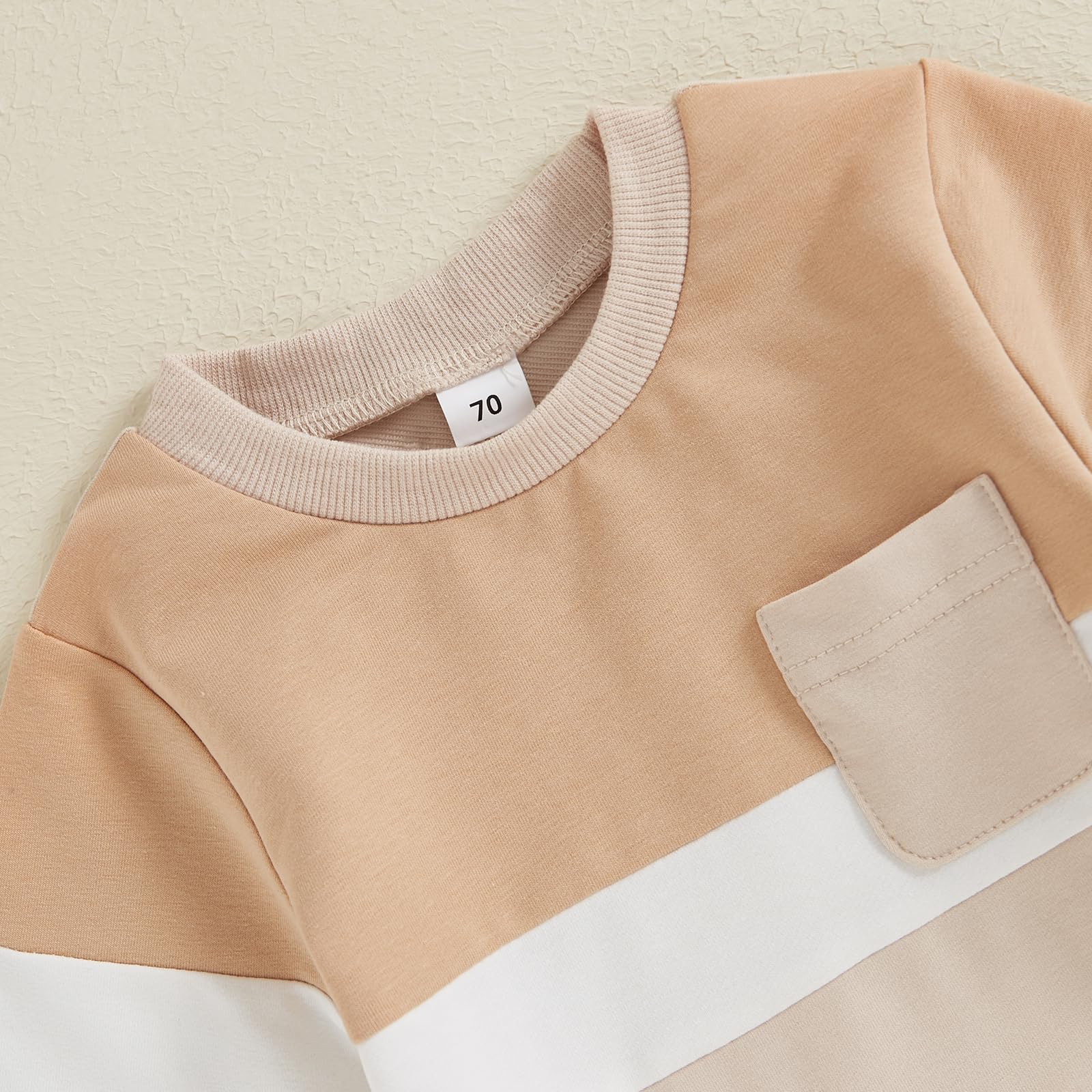 Lucikamy Toddler Baby Boy Fall Outfits Long Sleeve Crew Neck Pullover Sweatshirt + Jogger Pants Set Infant Winter Clothes (B-Khaki Apricot, 6-12 Months)