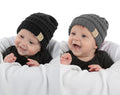 Funky Junque Baby Winter Hat – Cute Newborn Beanie, Infant Girl Hats 0–12 Months, Baby Beanies for Boys & Girls, Cozy Warm Stocking Stuffer Gift: 2 Pack - Black & Heather Grey