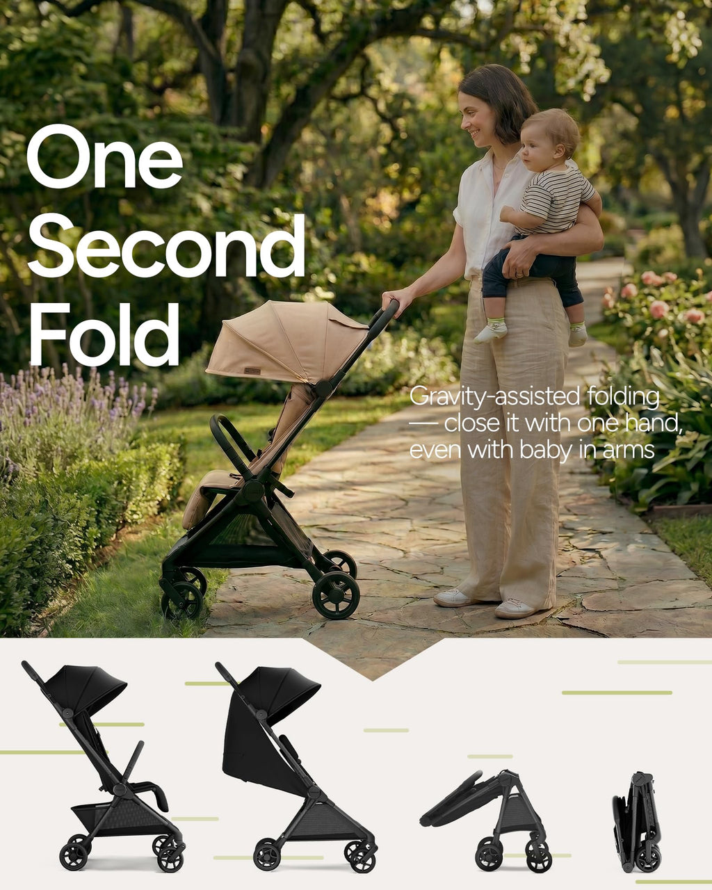 Mompush Nexis Carbon Fiber Lightweight Travel Stroller, Carry-On, Black