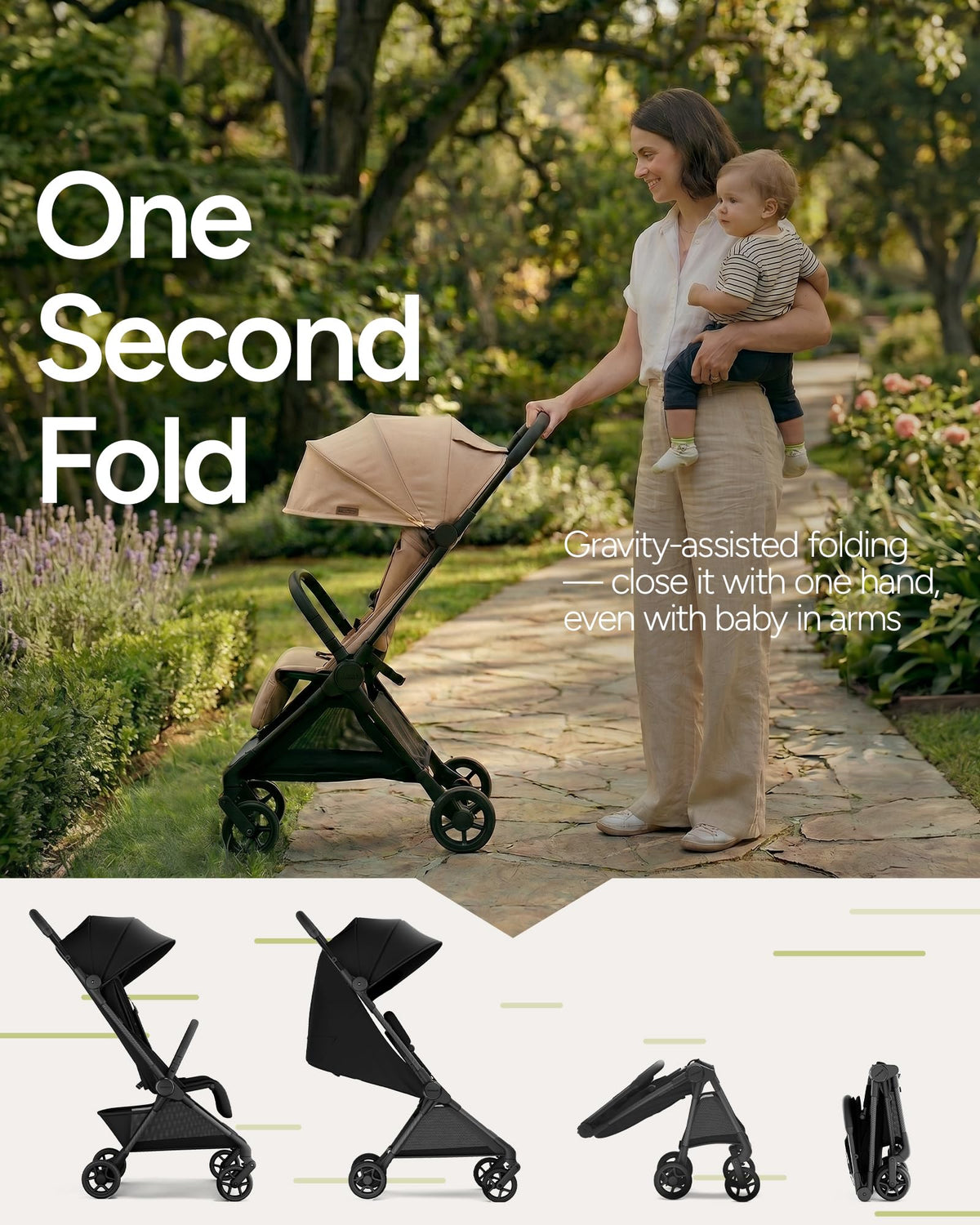 Mompush Nexis Carbon Fiber Lightweight Travel Stroller, Carry-On, Black