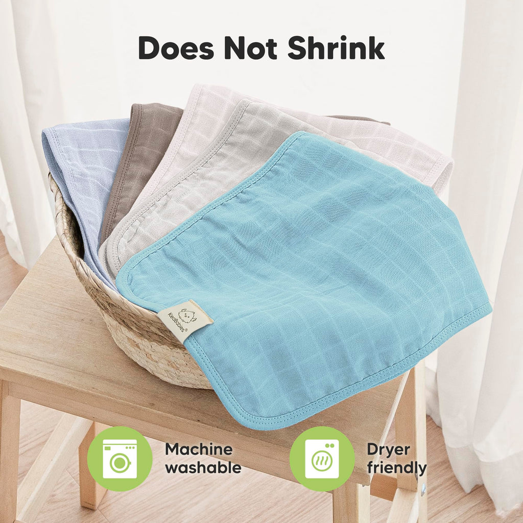 KeaBabies Cotton Muslin Burp Cloths Baby Boy, Girl, 5-Pack 20x10 (Nimbus)