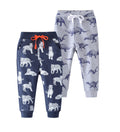 HUAER& Baby Boy's Jogger Pants Dinosaur Car Animal Print Drawstring Elastic Waist Sweatpants Cotton Toddler Athletic Pants 2-PCS((Tiger + Dinosaur,2-3T)