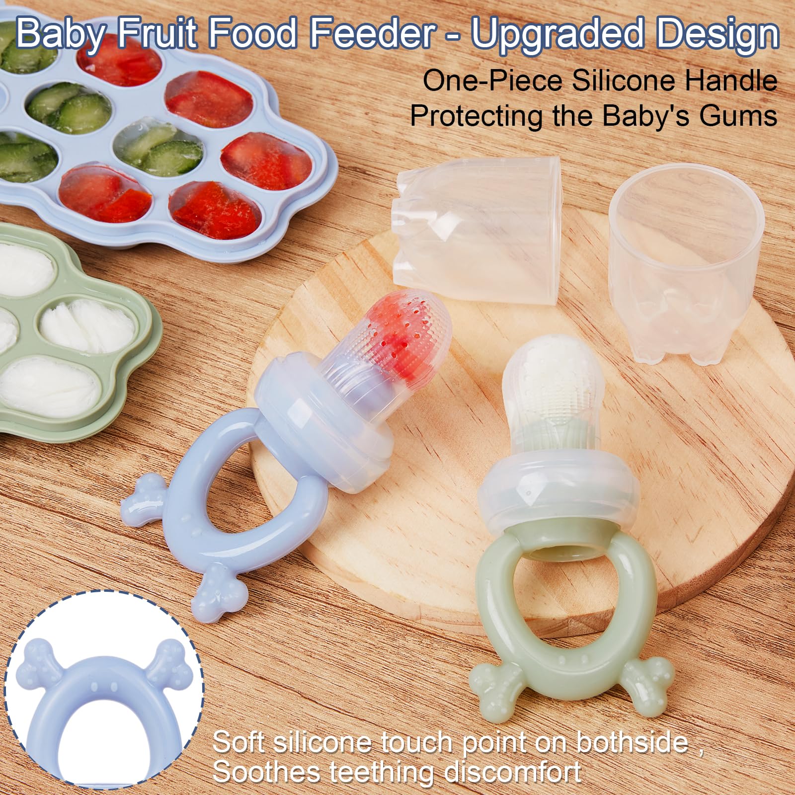 KingKam Breastmilk Popsicle Molds & Baby Fruit Feeder Teether (2 Set)