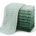 Yoofoss Muslin Burp Cloths for Baby 10 Pack 100% Organic Cotton Baby Washcloths for Boys Girls Large 20''X10'' Super Soft and Absorbent Gradient Green