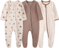 O2 BABY Baby Boys Girls Organic Cotton Zip-Front Sleeper Pajamas, Footed Sleep 'n Play