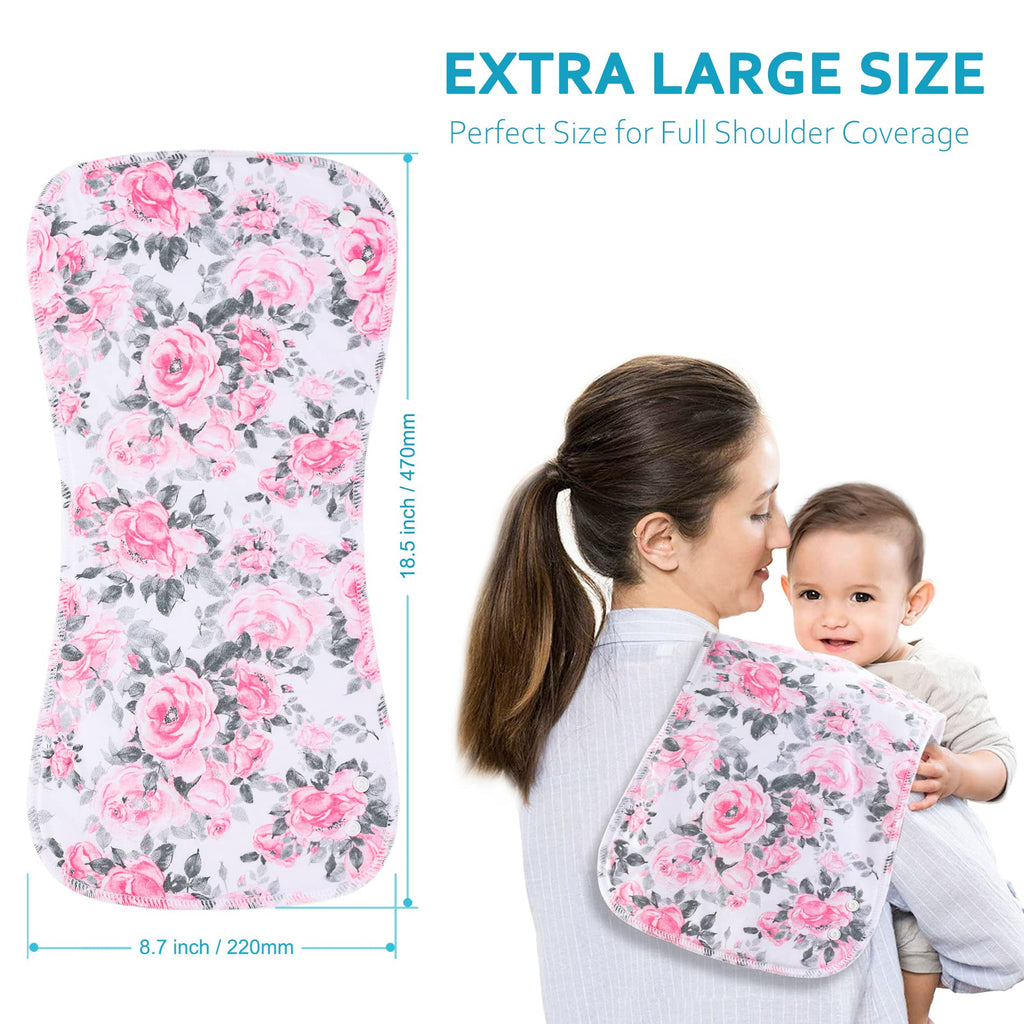 Benoxine 2-in-1 Burp Cloths and Baby Bibs - 6 Pack Large Super Absorbent Soft Cotton Burping Cloths for Spit Up, 3 Layers Thick Baby Burp Rags for Girls & Boys