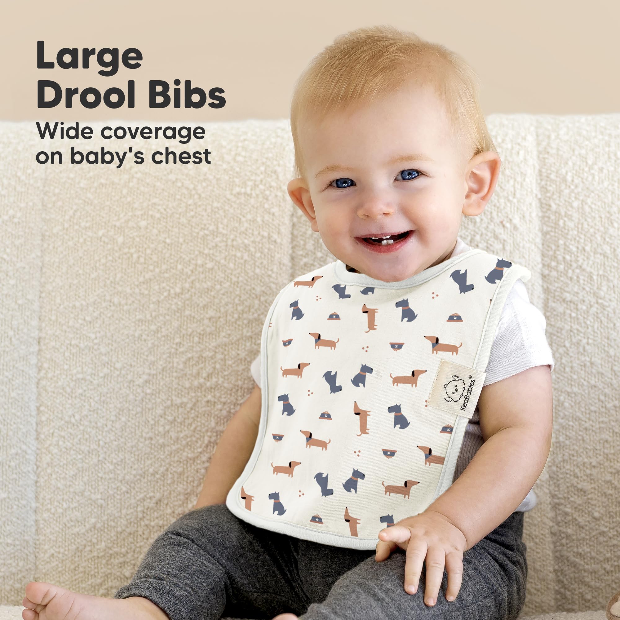 KeaBabies 8-Pack Organic Baby Bibs for Boys, Girls Drool Bibs (Pets & Paws)