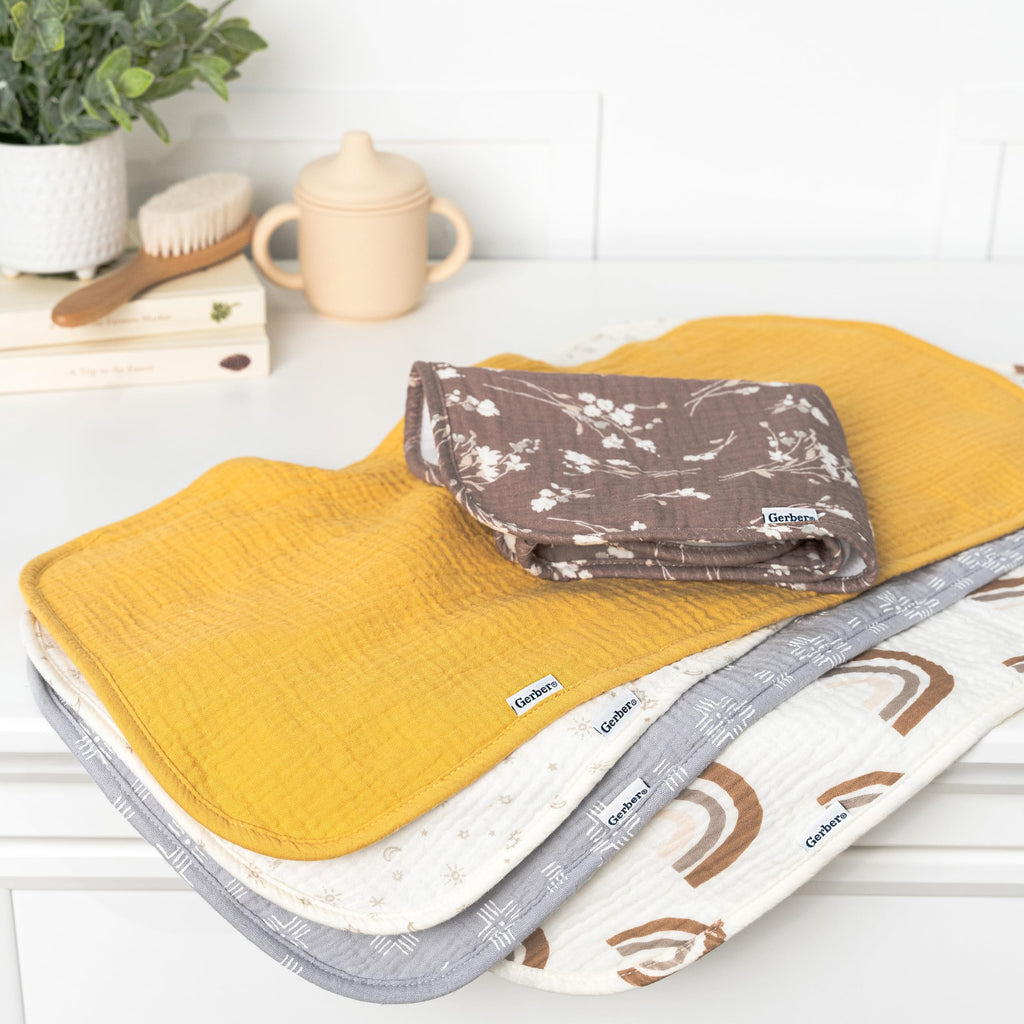 Gerber Baby Boys & Girls Muslin Burp Cloths, Multi Browns, Large Size 20" x 10"
