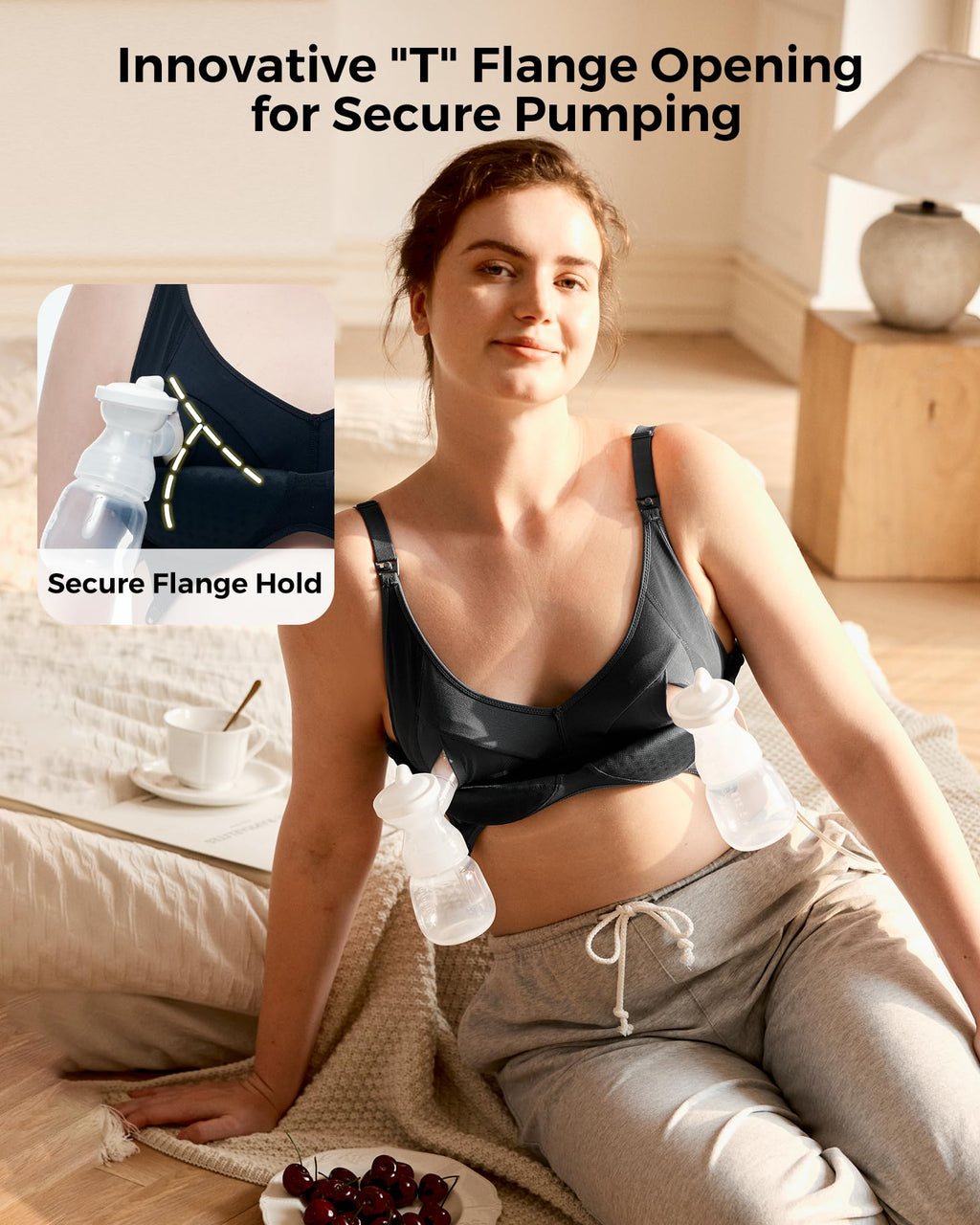 Momcozy Hands-Free Pumping Bra, Breathable Tencel™ Fabric Breast Pump Bra