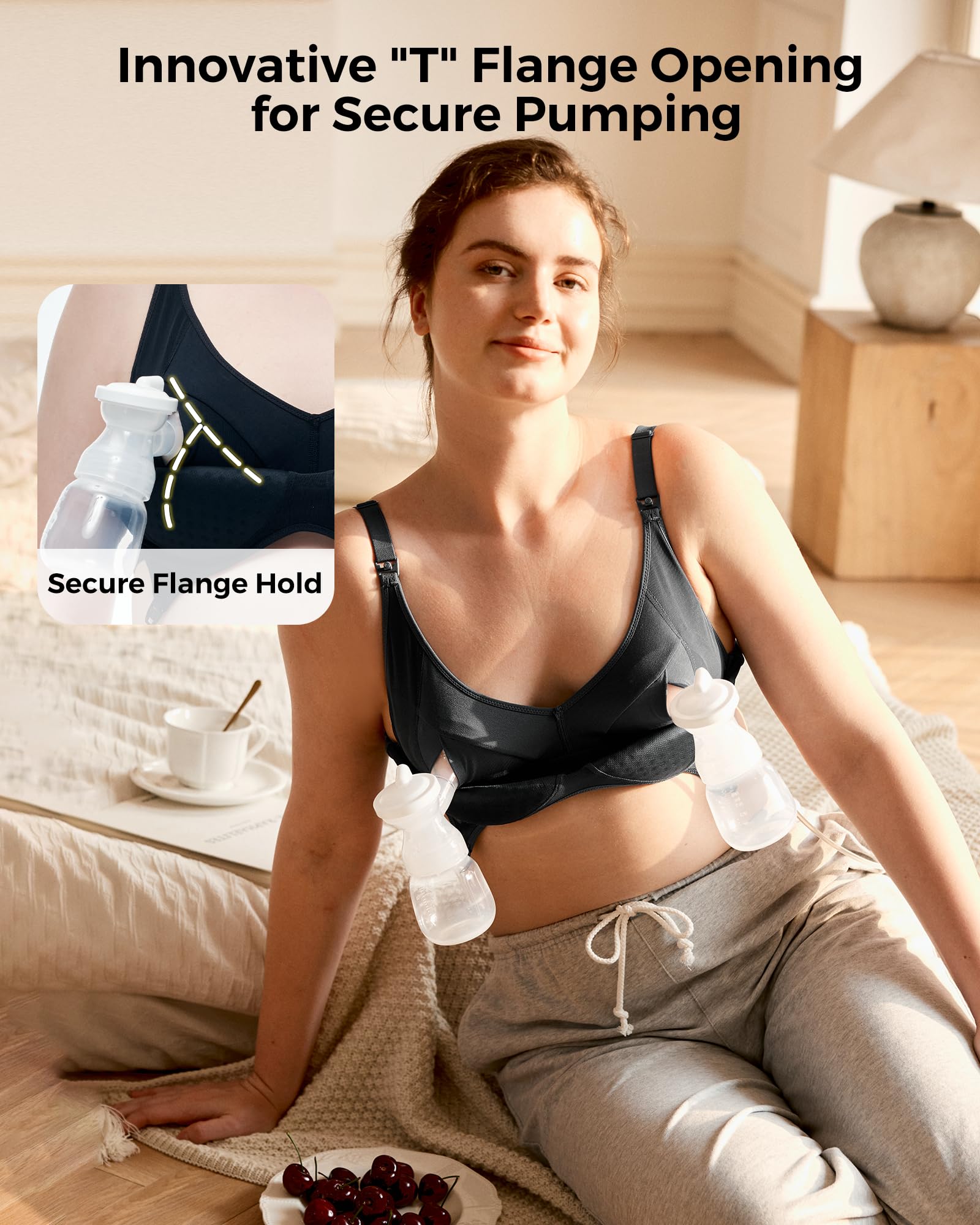 Momcozy Hands-Free Pumping Bra, Breathable Tencel™ Fabric Breast Pump Bra