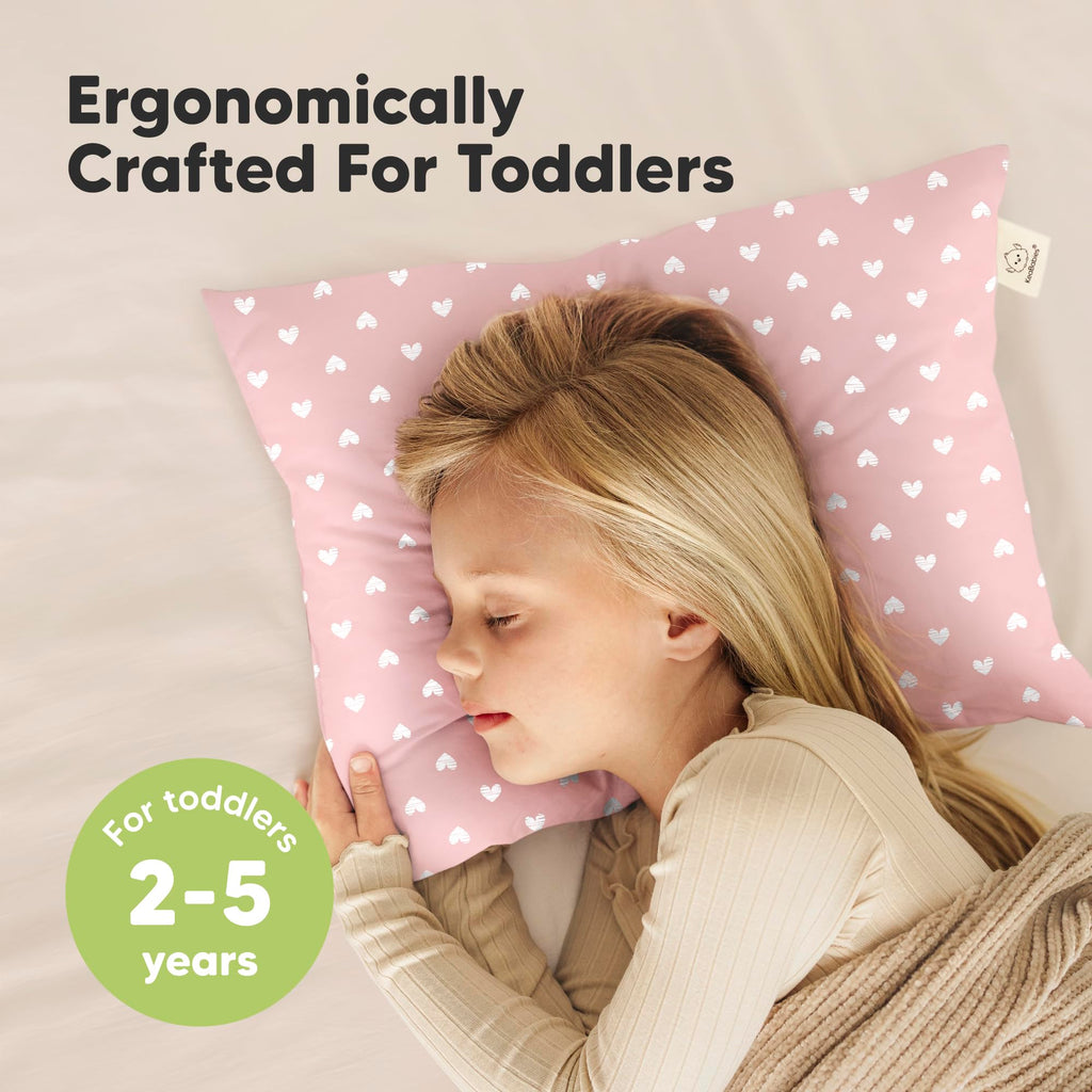 KeaBabies 2pk Toddler Pillows 2 Year Old to 5,13x18 Kids Pillow (Hearts)