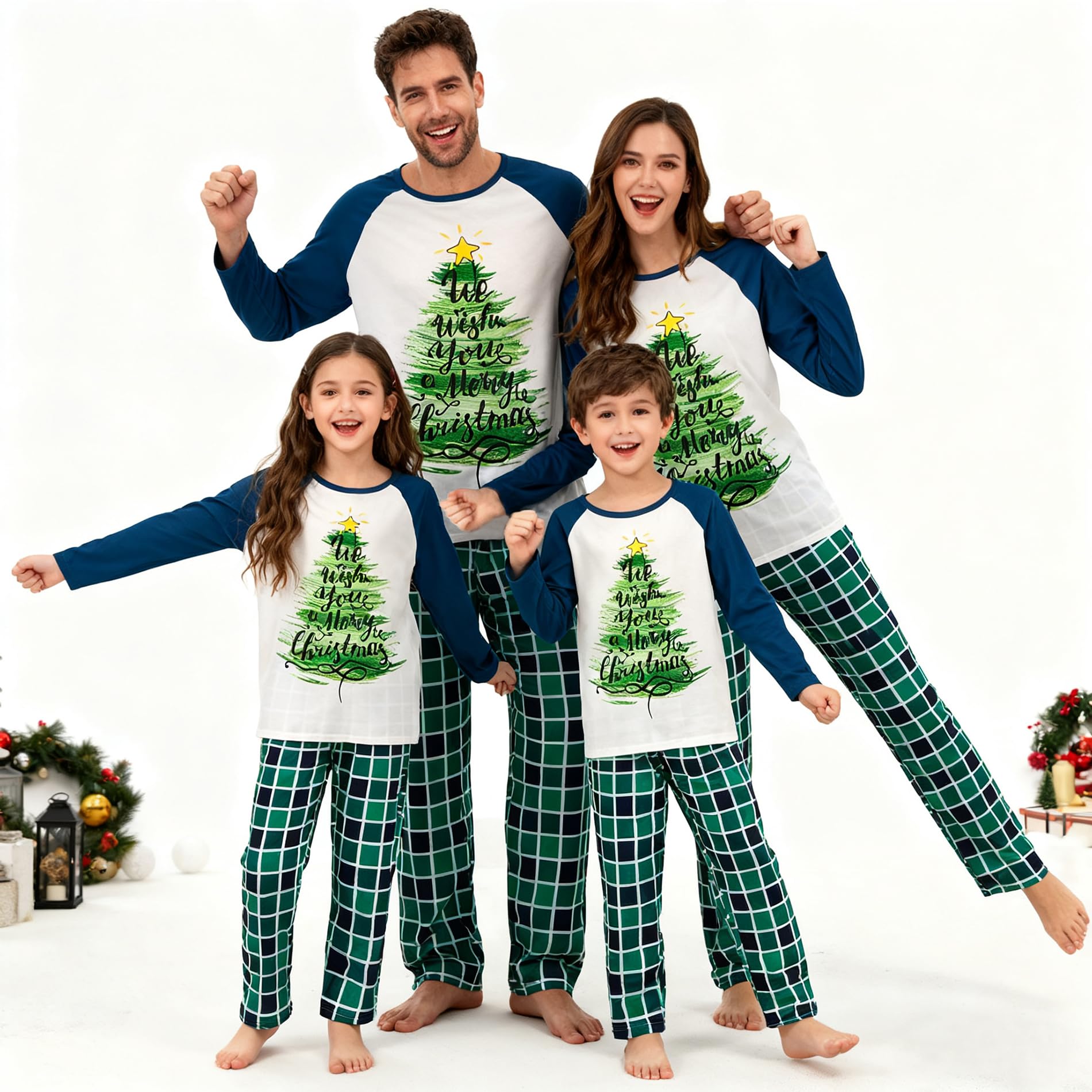 Awoscut Family Christmas Pajamas Matching Pajamas for Family, Xmas PJs Sets Holiday Sleepwear (on-20, Baby, 6 Months)