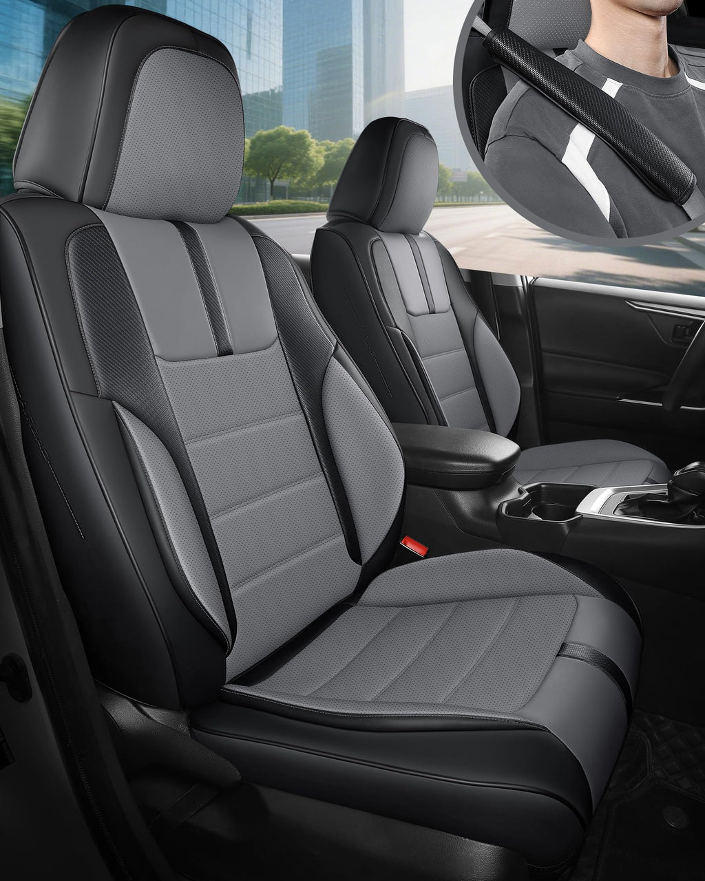 FREESOO Seat Covers Full Set for Cars Trucks SUV, BlackGrery