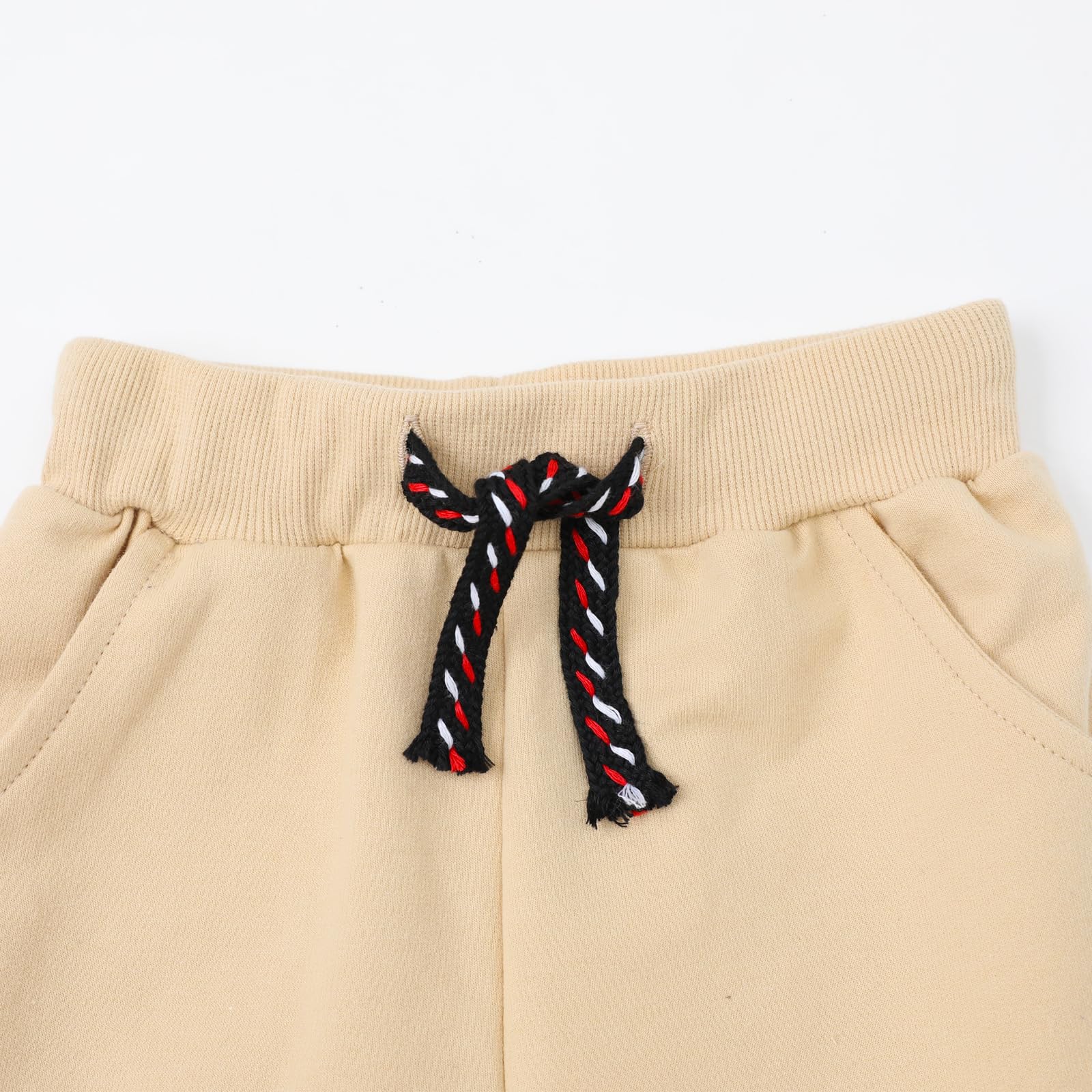 HILEELANG Boys Jogger Pants Cotton Sweatpants 3 Pack Pockets Khaki