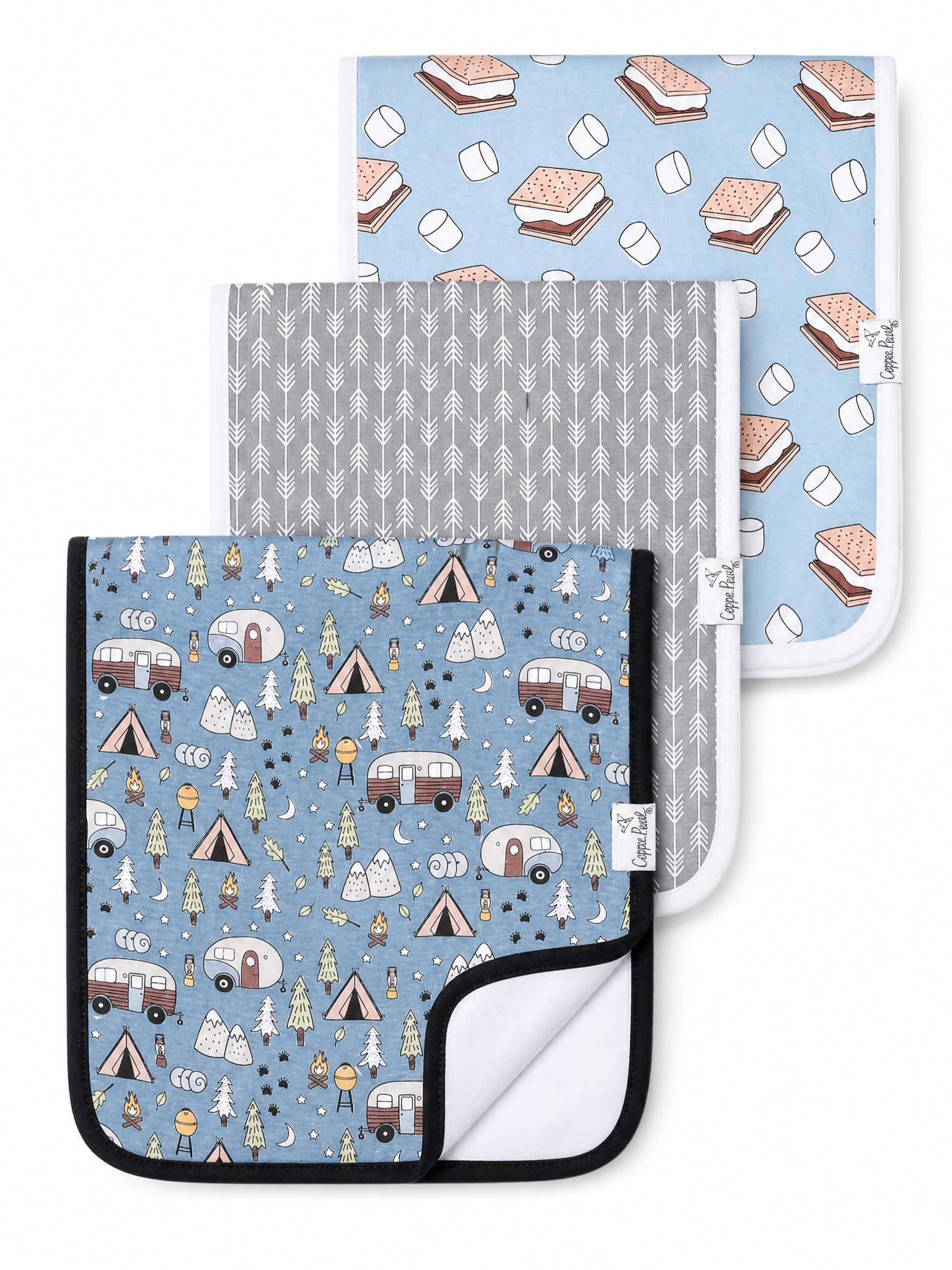 Copper Pearl Premium Baby Burp Cloths - 3-Pack Large Cotton Burp Cloths, Extra Soft Spit Up Rags with 3 Absorbent Layers, Perfect for Baby Boy Gifts (21" x 10" Size, Bridger Set)