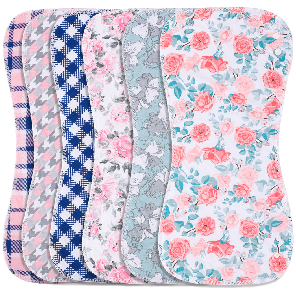 Benoxine 2-in-1 Burp Cloths and Baby Bibs - 6 Pack Large Super Absorbent Soft Cotton Burping Cloths for Spit Up, 3 Layers Thick Baby Burp Rags for Girls & Boys