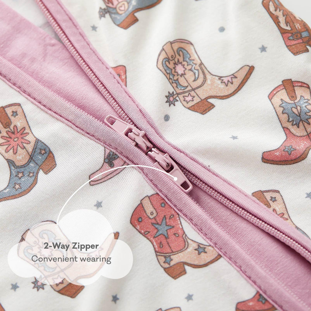 pureborn Baby Girl Sleeper Viscose from Bamboo Footies Pink Boot 18-24M