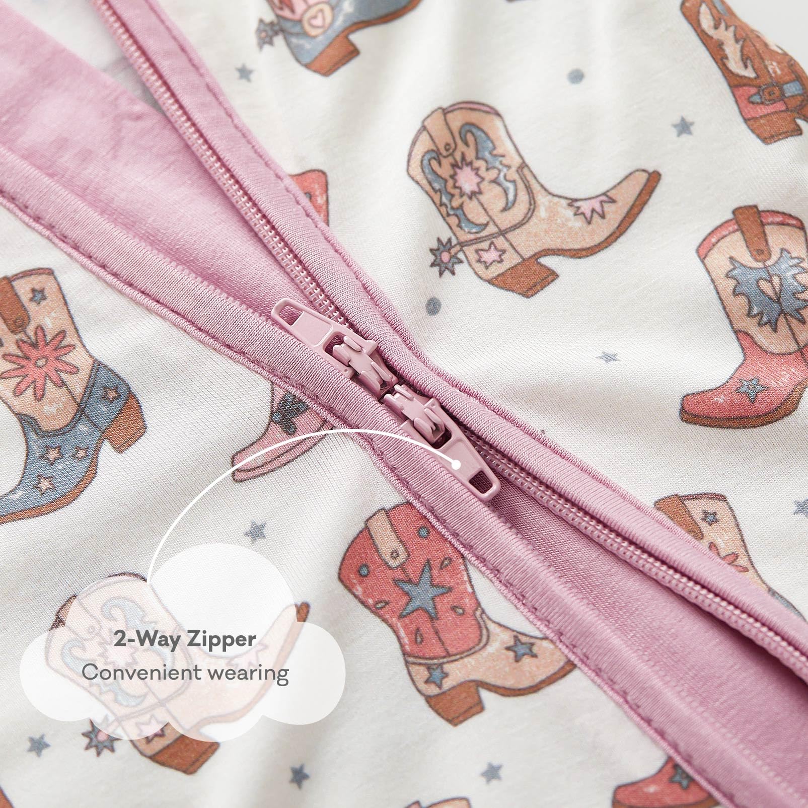 pureborn Baby Girl Sleeper Viscose from Bamboo Footies Pink Boot 18-24M