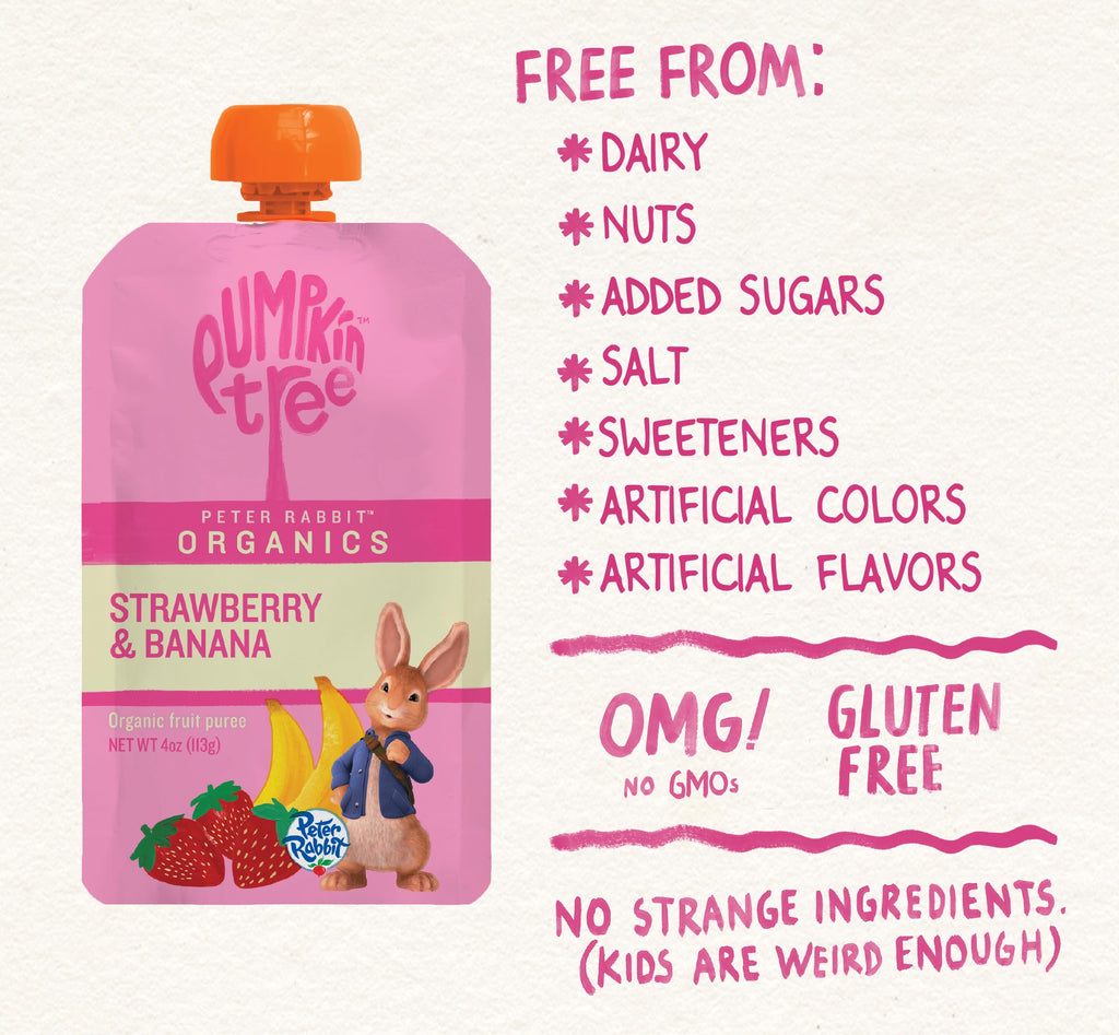 Peter Rabbit Organics Strawberry & Banana Fruit Snack Pouches, 36 CT, 4oz