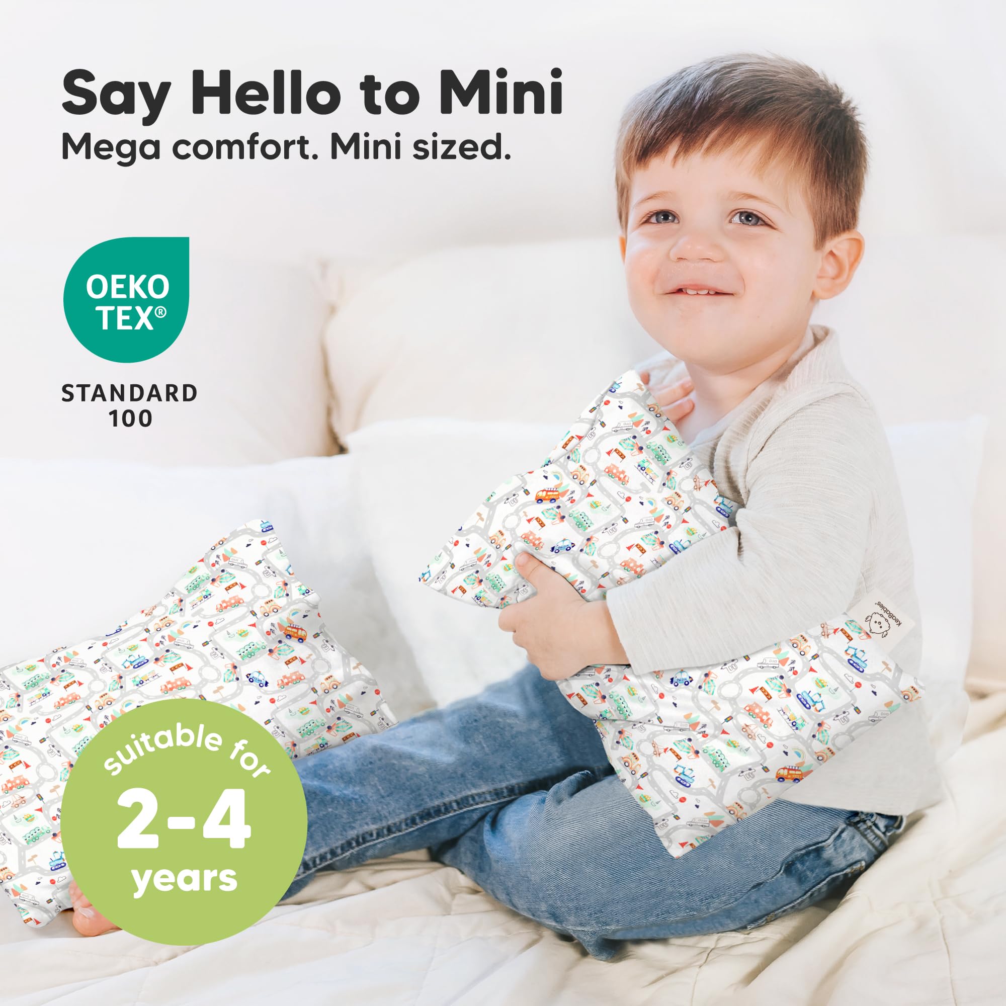 Mini Toddler Pillow with Pillowcase, 9x13 My Little Dreamy Pillow (Roadway)