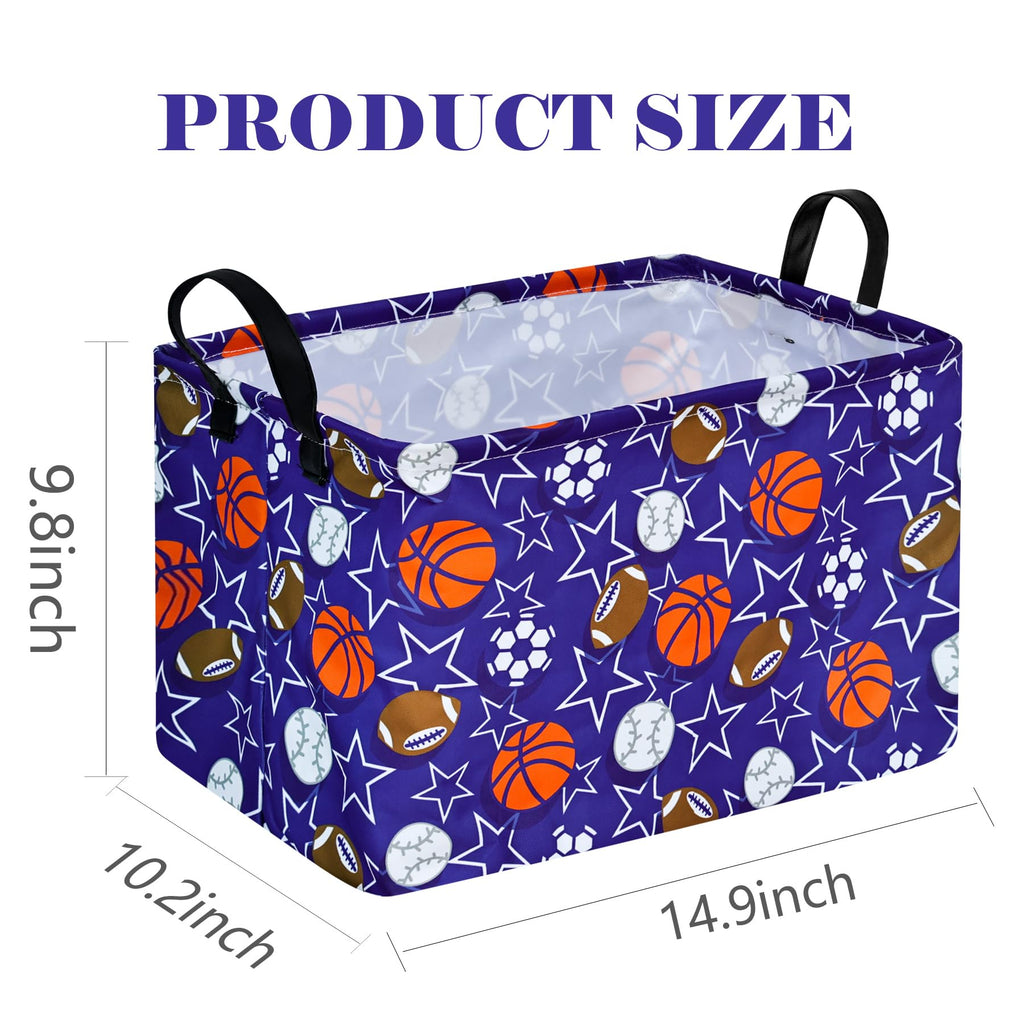 DUYIY Rectangle Gift Storage Basket Home Shelf Storage Basket Organizer Box Clothes Laundry Hamper Nursery Basket Laundry Basket with Handles (Star Ball)