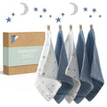 Momcozy Baby Washcloths - 4 Layer Design| Medium Thickness| Soft & Absorbent| Premium Cotton for Newborns' Skin-Great for Bathing, Wiping & on-the-go Use, Shower Gift and Essential(5 Pack, 10x10 inch)