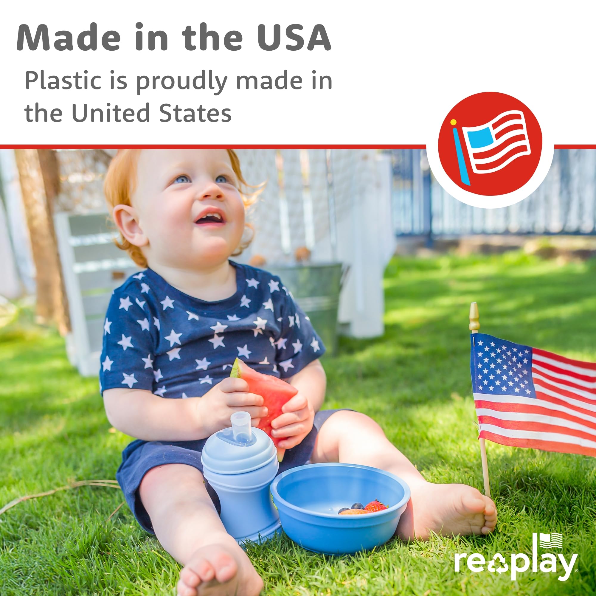 Re-Play 12 oz. Toddler Bowls Set of 4 - Kids Deep-Walled, Durable & Reusable Snack and Meal Bowls, Dishwasher & Microwave Safe, BPA-Free, Made in USA from Recycled Plastic, Preschool