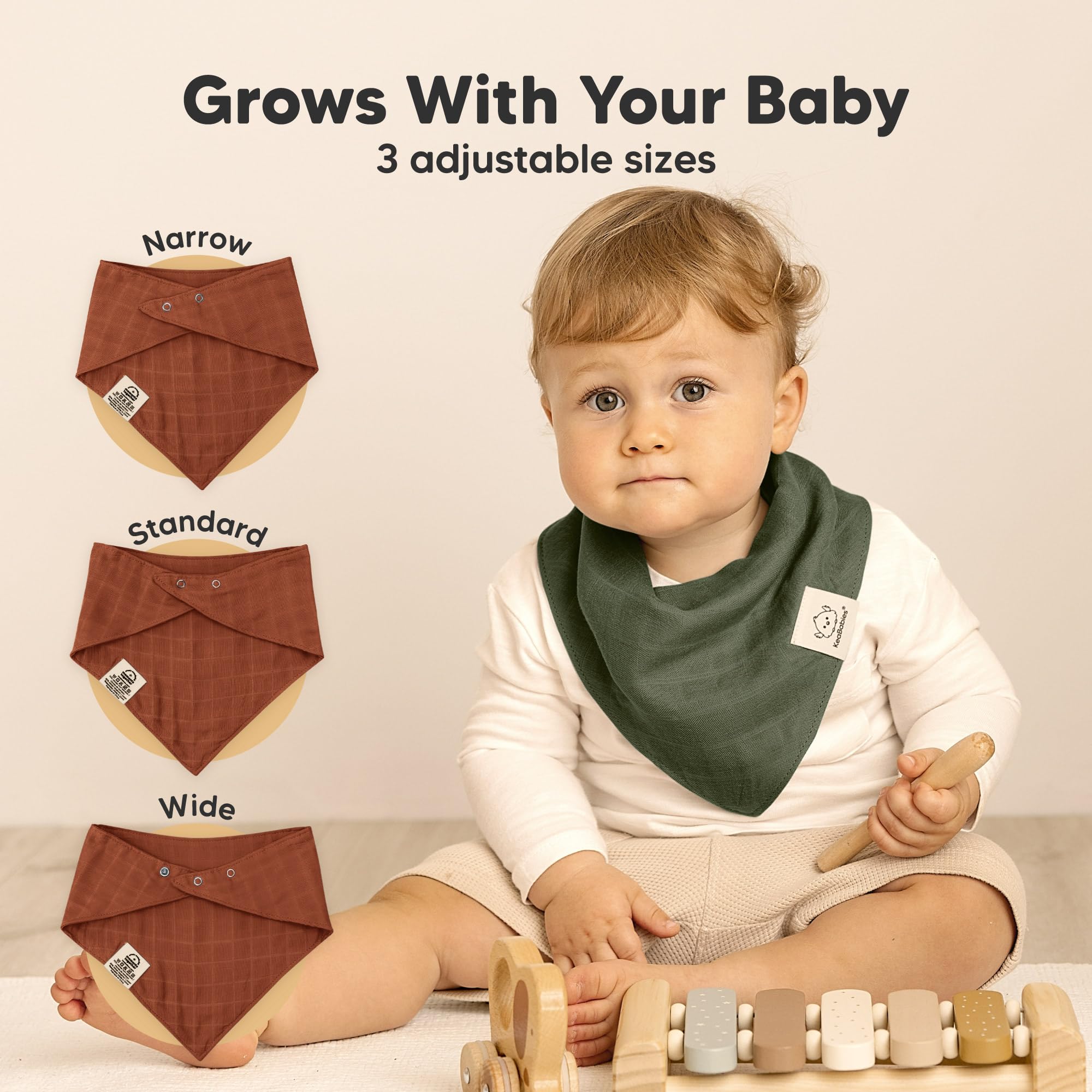 8-Pack Muslin Baby Bibs for Drooling, Teething Bandana Bibs 0-36M (Sahara)