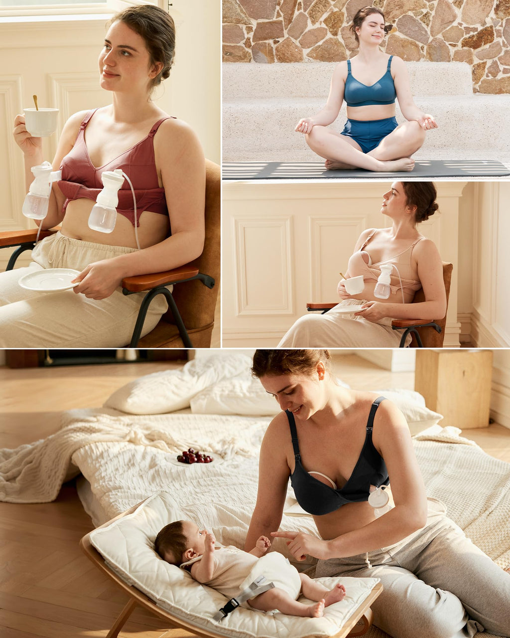 Momcozy Hands-Free Pumping Bra, Breathable Tencel™ Fabric Breast Pump Bra