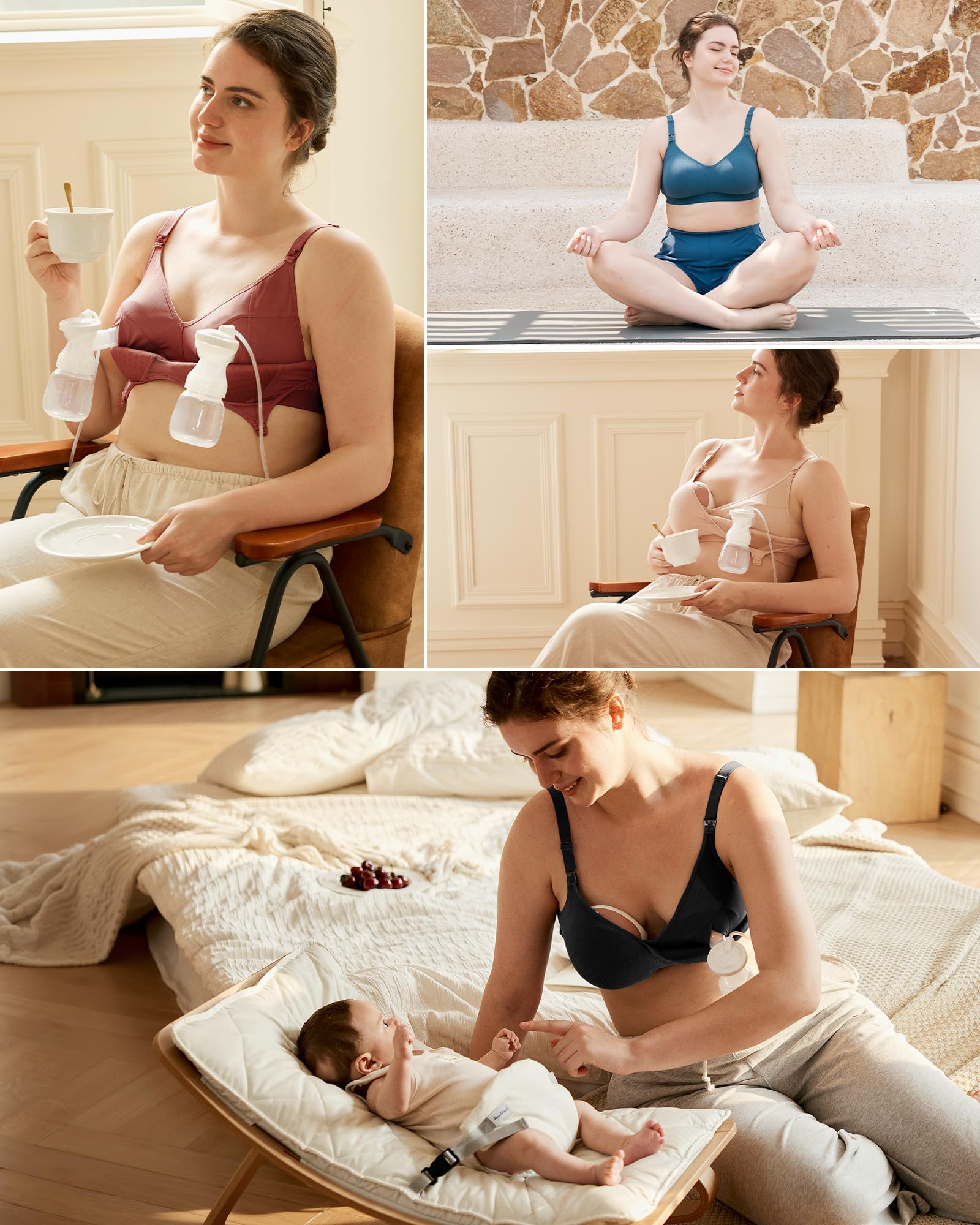 Momcozy Hands-Free Pumping Bra, Breathable Tencel™ Fabric Breast Pump Bra
