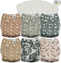 Mama Koala 3.0 Pocket Cloth Diapers for Babies with AWJ Lining, 6 Pack with 6 5-Layer Natural Cloth Diaper Inserts - Reusable and Washable Pocket Diapers(A-Calm Spring)