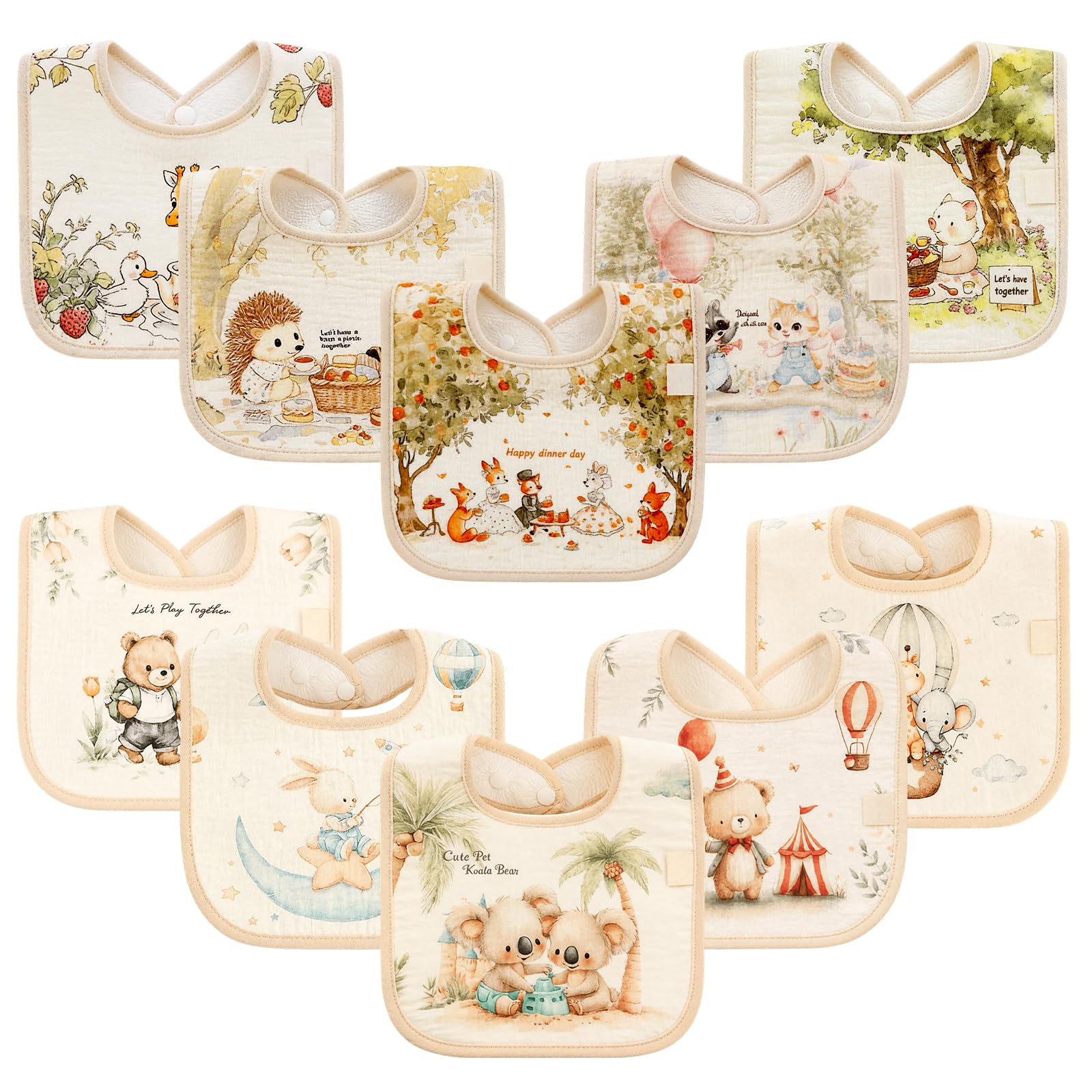 Baby Bibs for Girls Boys Muslin Organic Cotton Drooling Teething Bibs