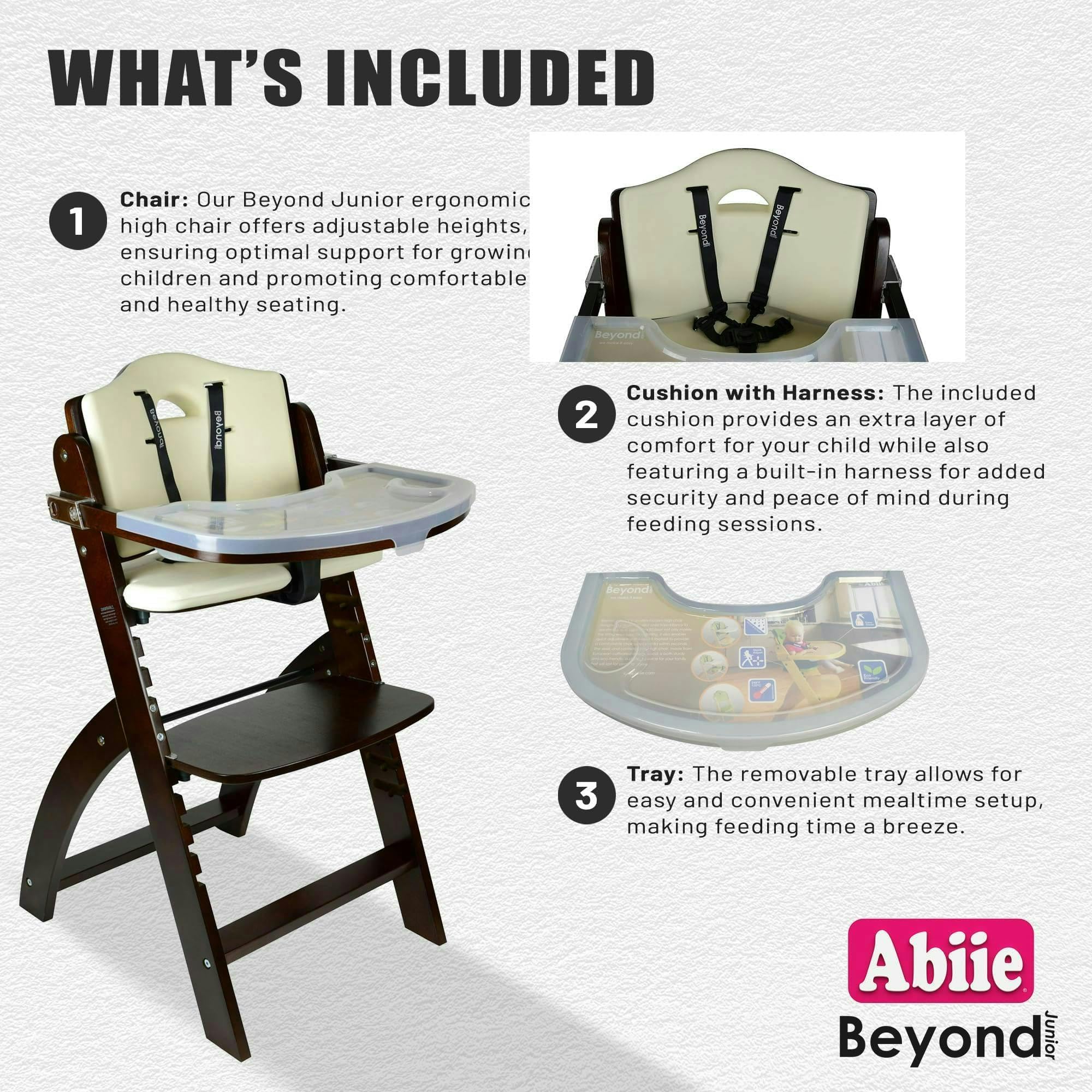 Abiie Beyond Junior Convertible Wooden High Chair with Removable Tray