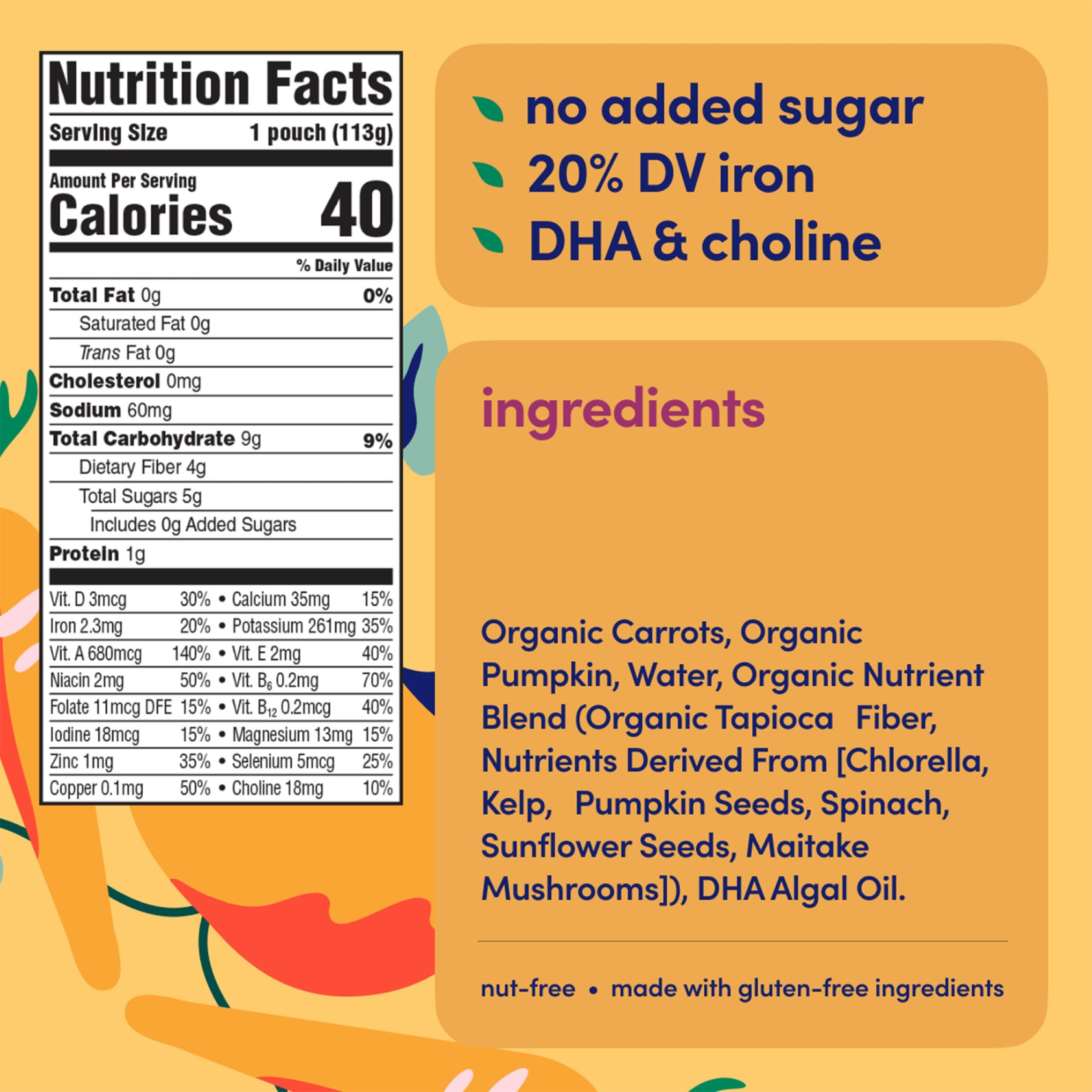 Cerebelly Organic Baby Food Pouches, Carrot Pumpkin Veggie Puree, 12ct