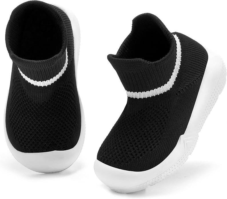 MORENDL Toddler Sock Shoes Baby Walking Shoes Infant Slippers Boys & Girls Non-Slip Sneakers Black Plaid — 18-24 Months Infant