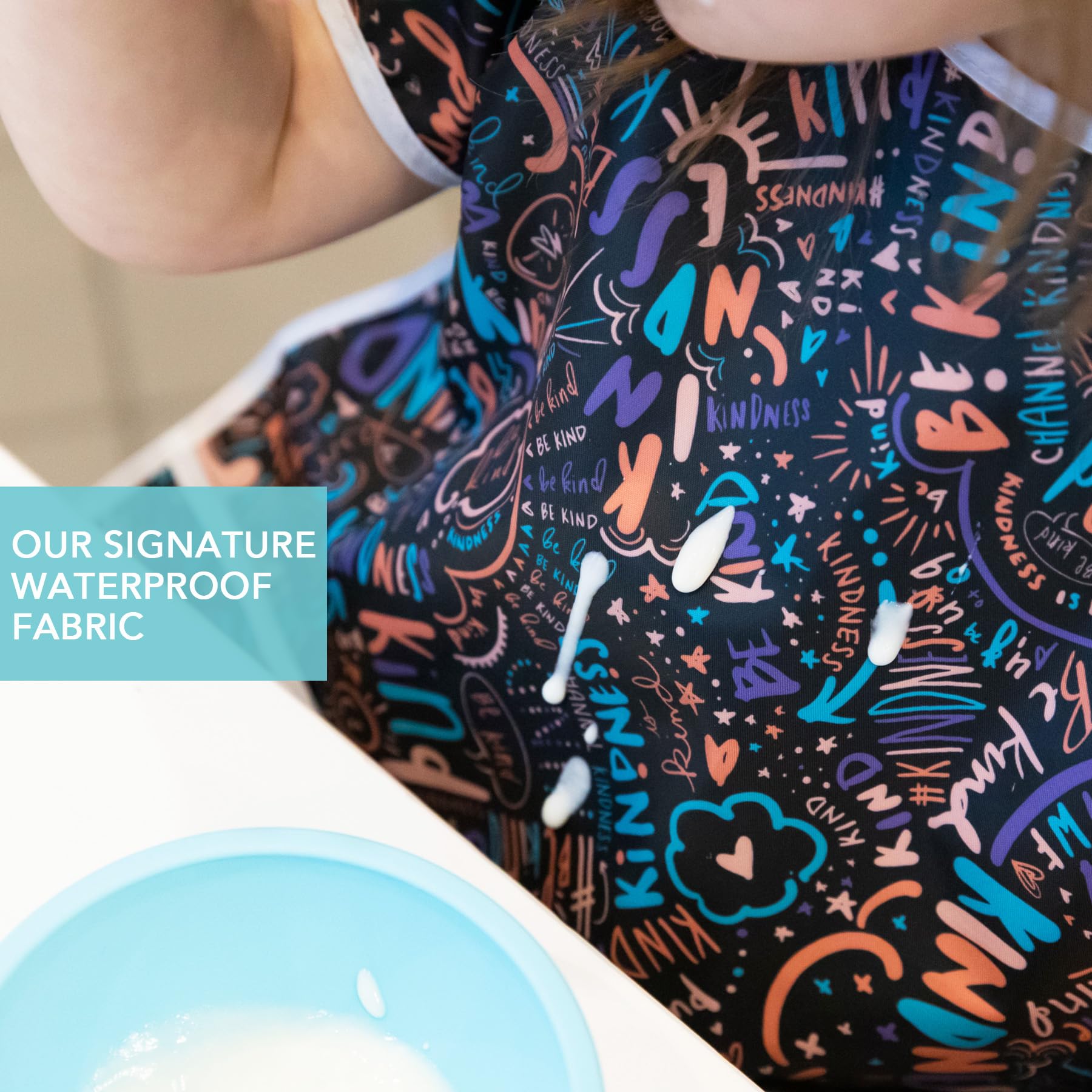 Bumkins Short Sleeve Bib for Girl or Boy, Toddler and Kids for 1-3 Years, Large Size, Essential Must Have for Junior Children, Eating, Mess Saving Soft Fabric Apron for Play, Born This Way