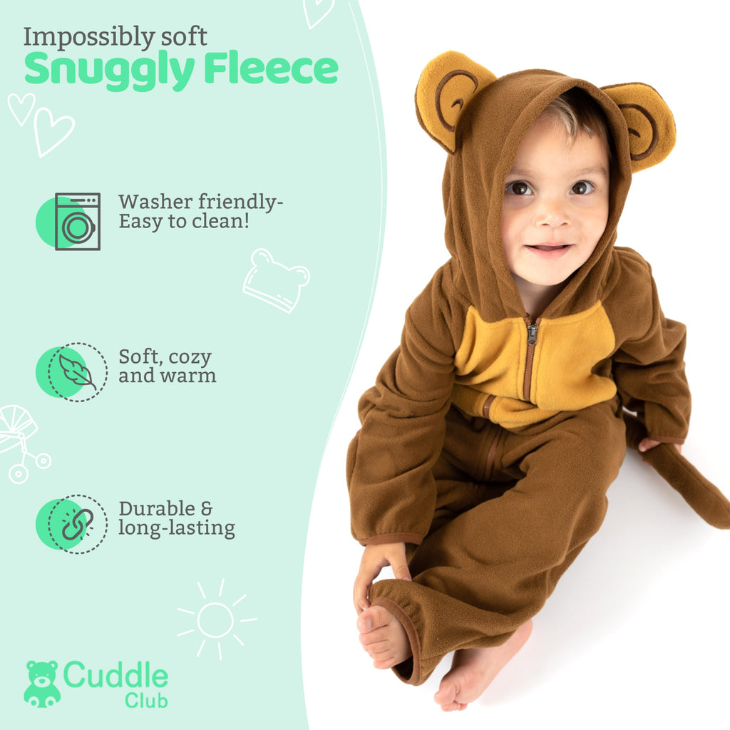 Cuddle Club Fleece Baby Bunting Bodysuit – Infant One Piece Kids Hooded Romper Outerwear Toddler Jacket