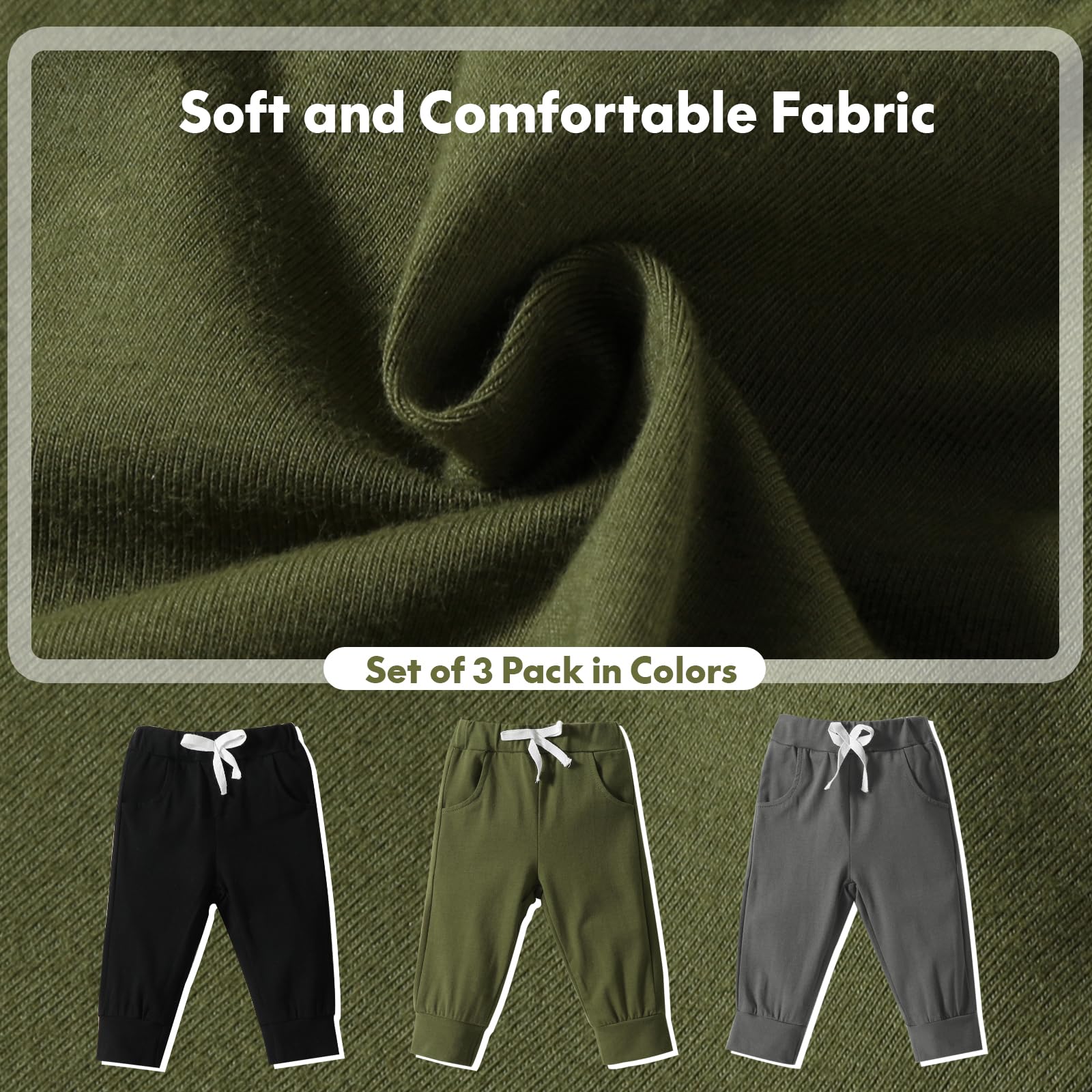 DREAM BUS Pack of 3 Toddler Jogger Pants with Pocket Toddler Boy Sweatpants Baby Boy Pants Infant Newborn Leggings